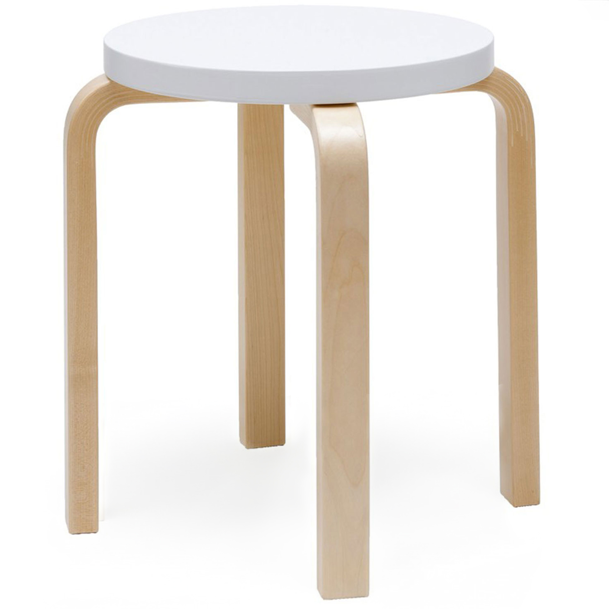 Artek - Pall E60, 4 ben, Klarlackade ben, Lackad vit sits - Pallar - Alvar Aalto - Vit - Trä | Möbler - Stolar Och Pallar - Pallar | Möbelexperten