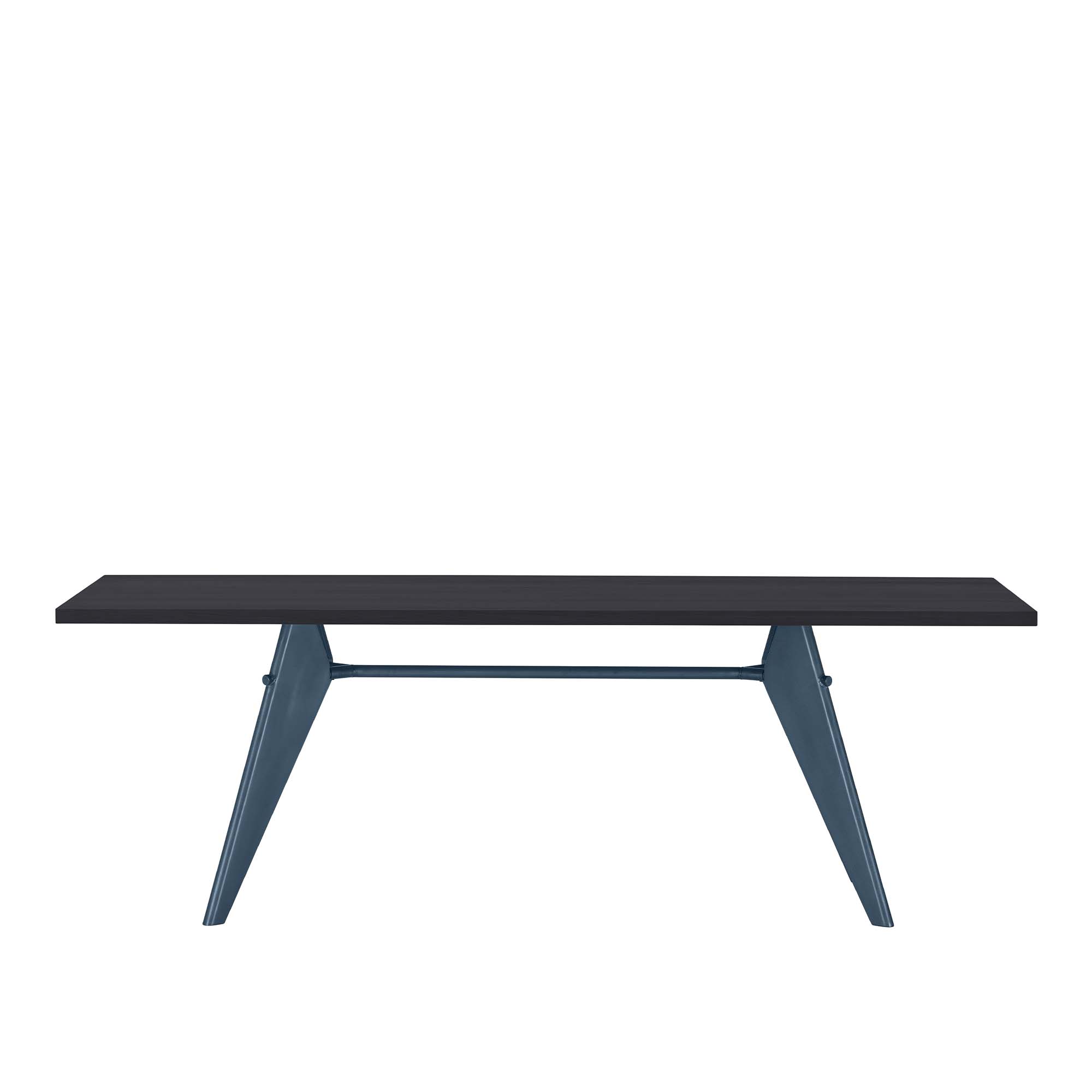 Vitra - EM Table 240, Base Prouvé Bleu Dynastie - Laminate, Asphalt - Matbord - Jean Prouvé - Grå,Svart,Blå - Metall/Trä