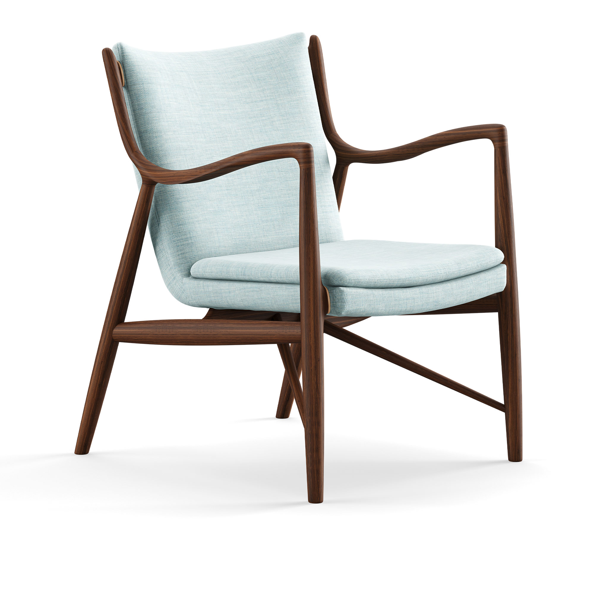 House of Finn Juhl - 45 Chair, Walnut, Cat. 1 Remix 823 - Fåtöljer - Finn Juhl - Träfärgad,Blå - Trä/Textilmaterial