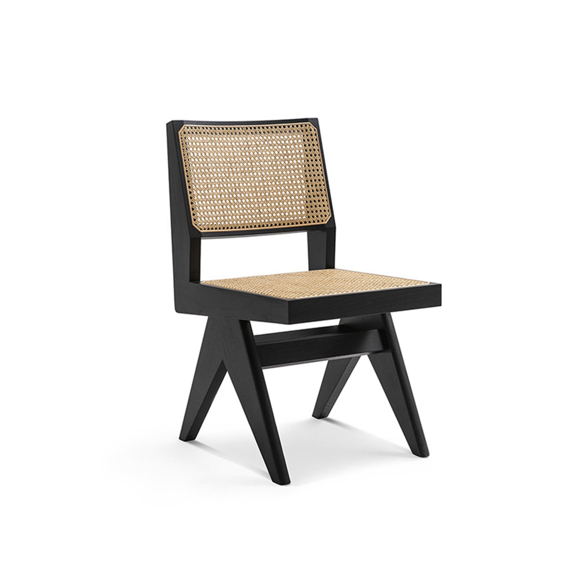 Cassina - 055 Capitol Complex Chair - Oak Black/India Cane - Spisestoler - Pierre Jeanneret - Svart - Tre