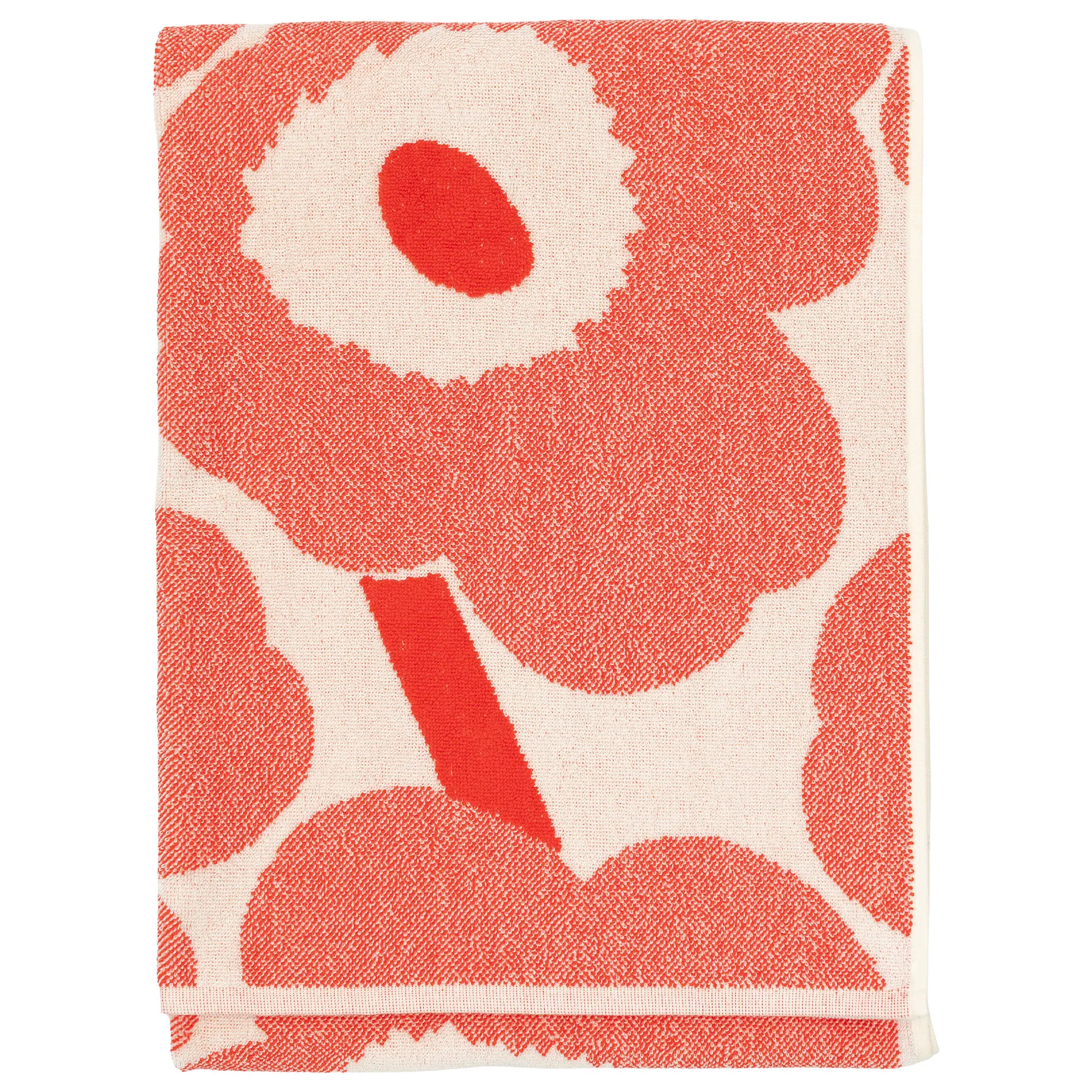 Unikko Off White Orange Red badhandduk 70 x 150 cm
