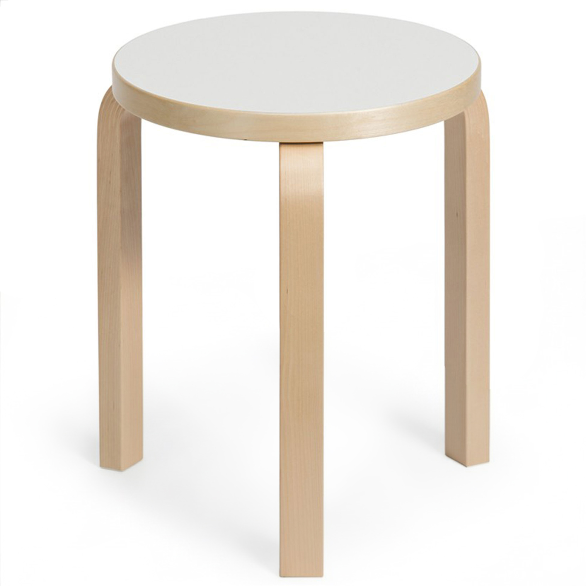 Artek - Pall 60, 3 ben, Klarlackade ben, Vit laminat sits - Pallar - Alvar Aalto - Vit - Trä | Möbler - Stolar Och Pallar - Pallar | Möbelexperten