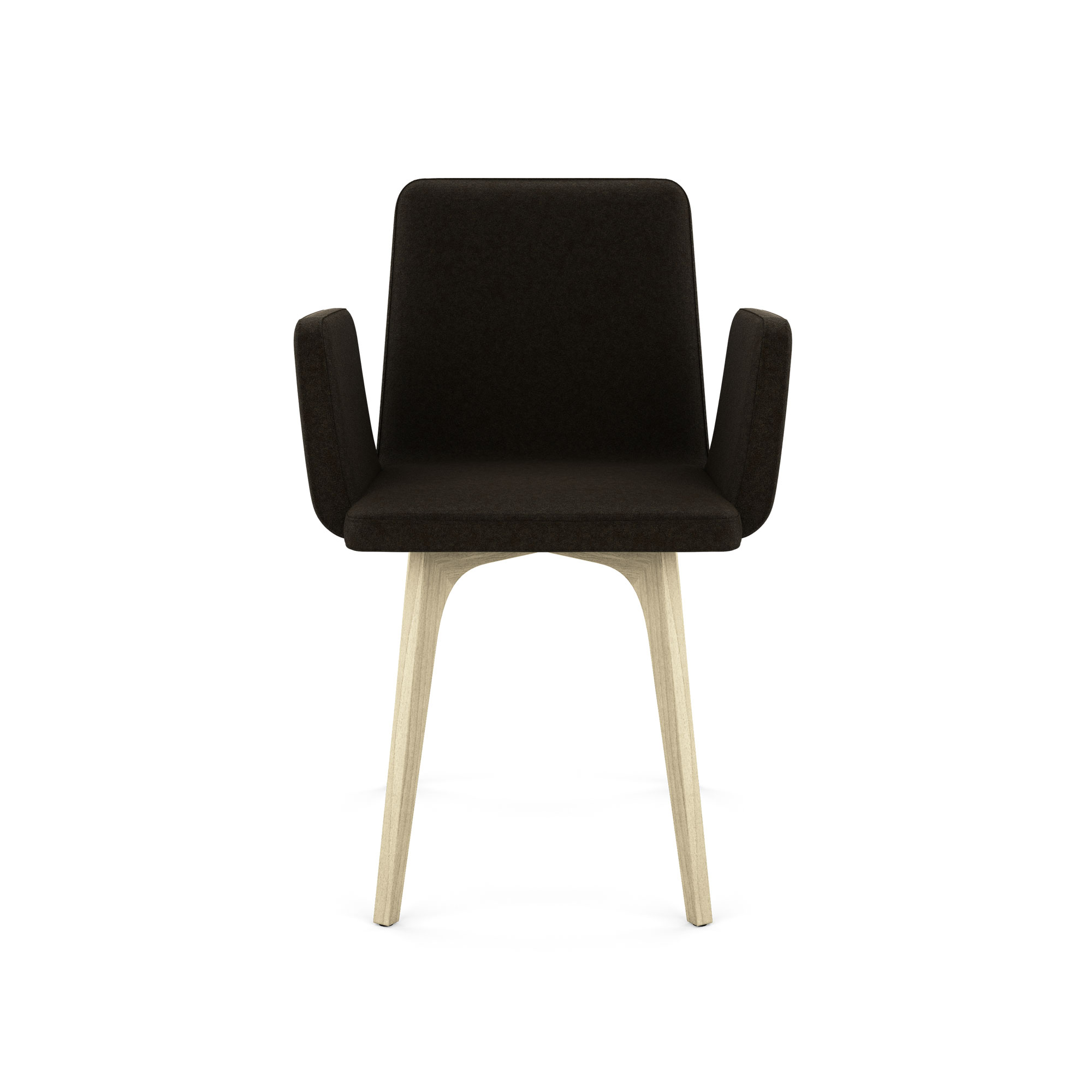 Ligne Roset - Vik Carver Chair Without Handle, Light Natural Ash, Fabric Cat. E, Divina MD Albatre 7428 - Matstolar - Thibault Desombre - Trä