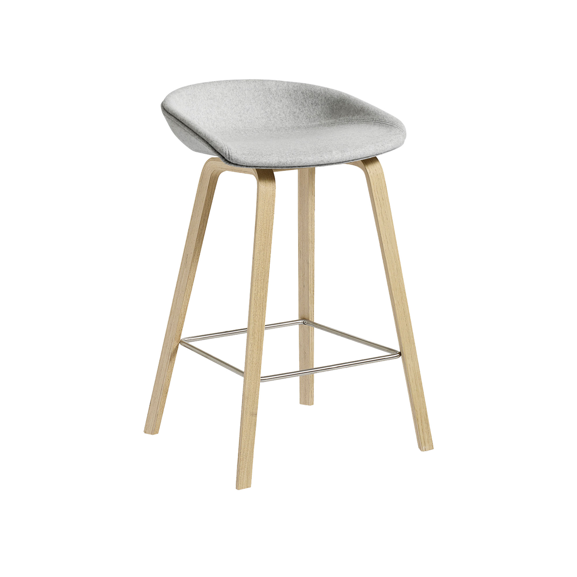 HAY - About a Stool AAS33 High - Stainless Footrest - Soaped Oak - Cat.6 - Sense Black - Barstolar & barpallar - Hee Welling - Metall/Trä/Plast
