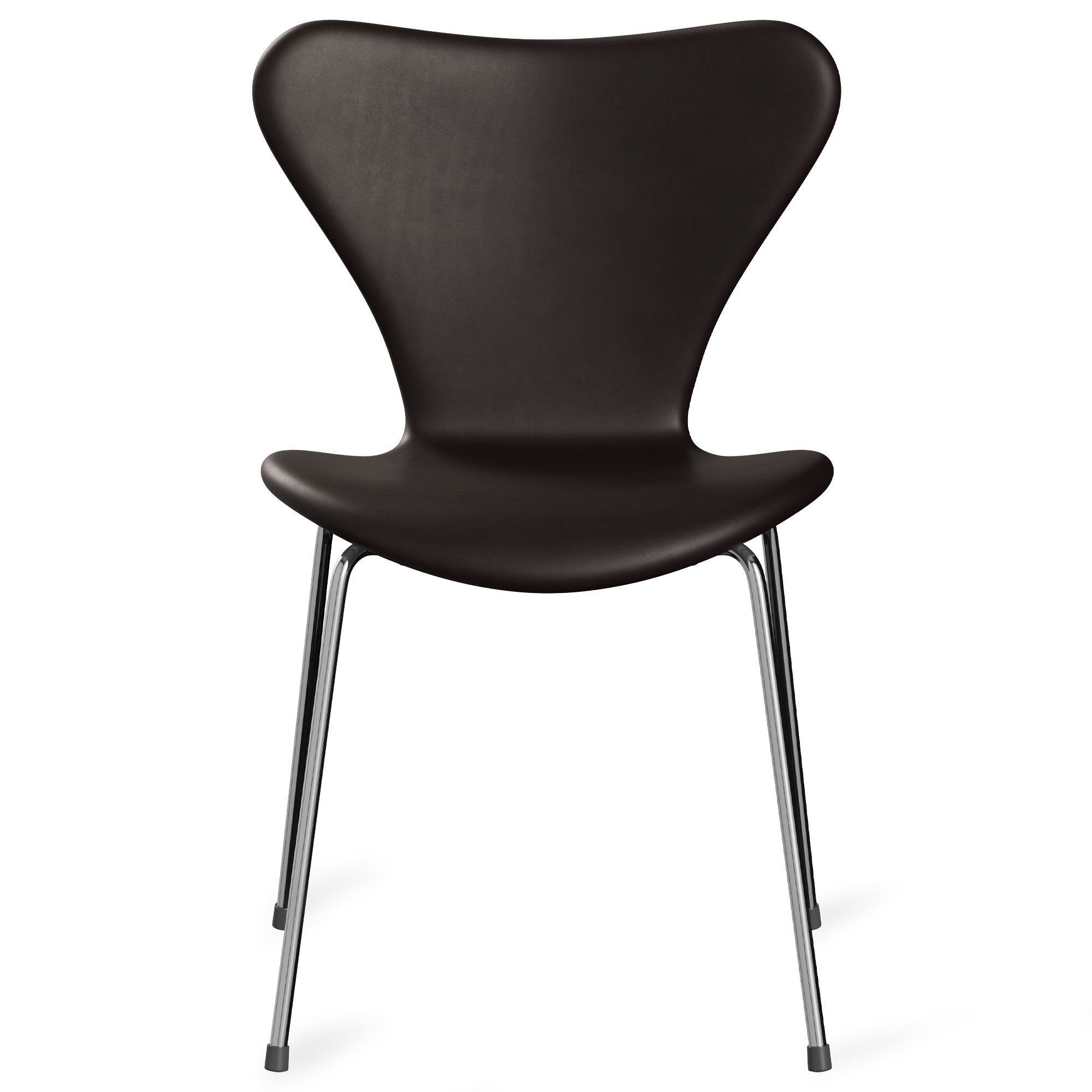 Fritz Hansen - Sjuan 3107 stol helklädd chrome / grace dark brown - Matstolar - Arne Jacobsen - Brun - Läder/Metall/Trä | Möbler - Stolar Och Pallar - Matstolar | Möbelexperten