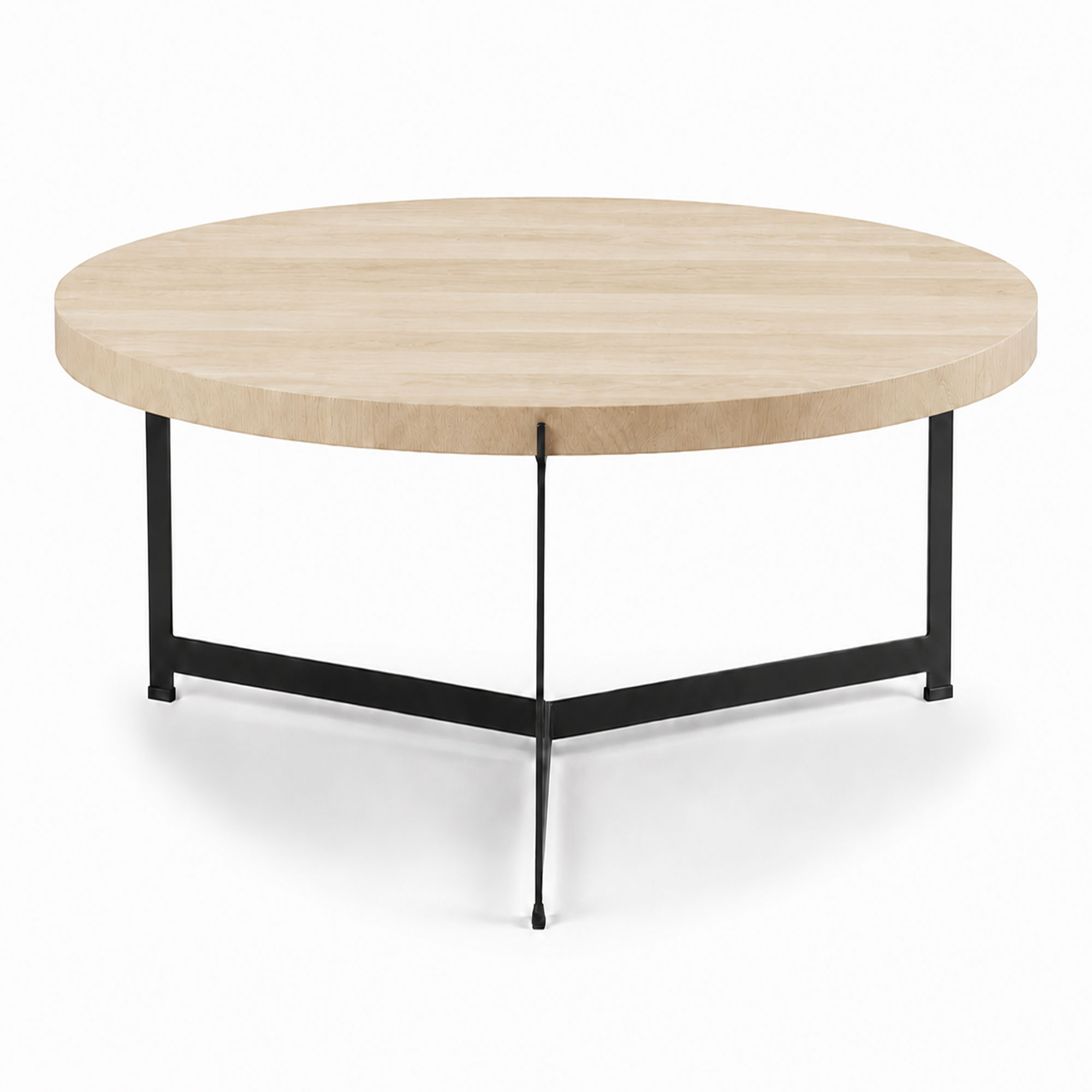 Dk3 - Plateau Coffee Table - Ø 60 cm - Höjd 45 cm, Skiva i Vitoljad ek, Underrede i Svart pulverlackerat stål - Soffbord - Søren Rose Studio - Träfärgad - Metall/Trä | Möbler - Bord - Soffbord | Möbelexperten