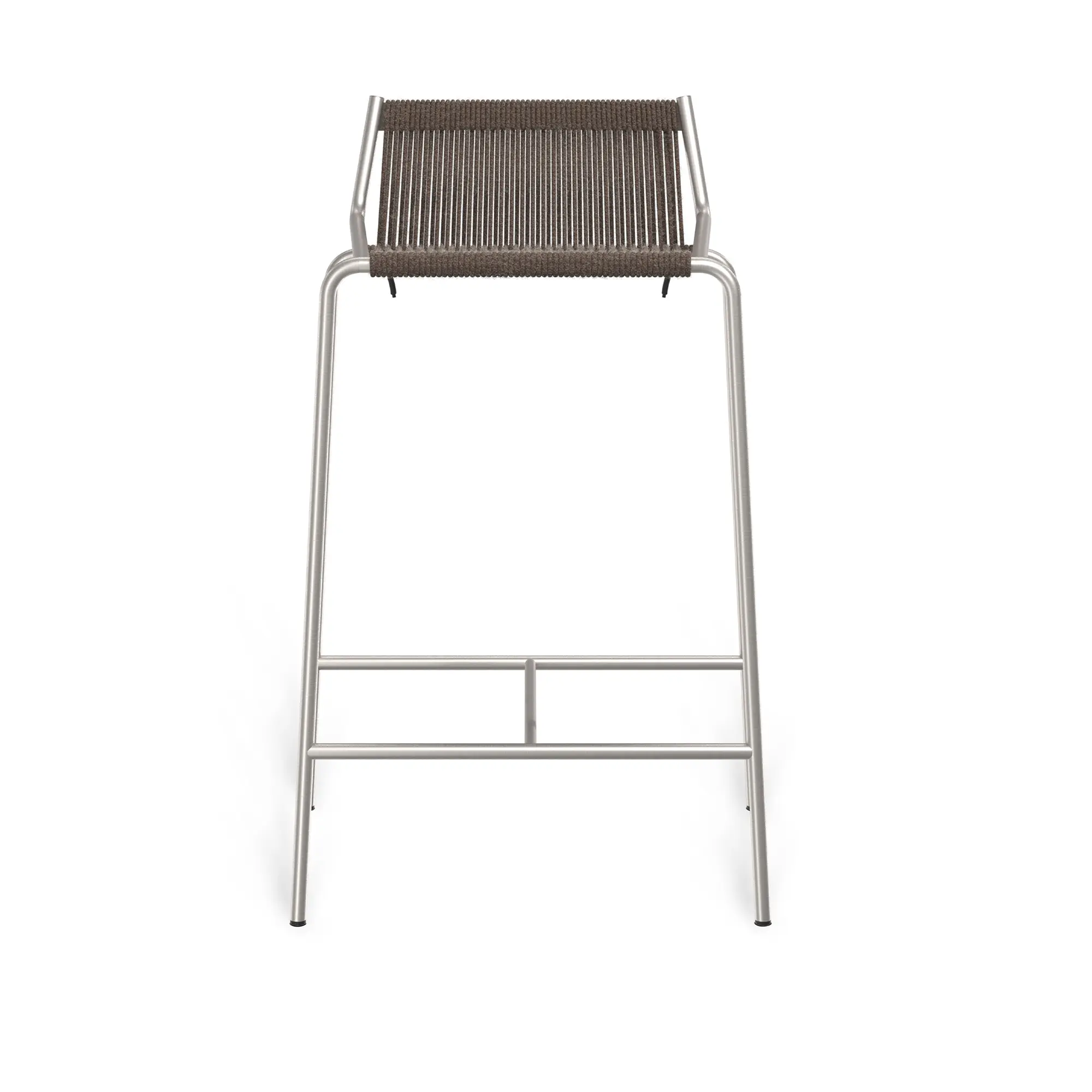 Noel Counter Chair H67, Brushed stainless steel base, Upholstered seat and back, wool flag halyard, dark grey