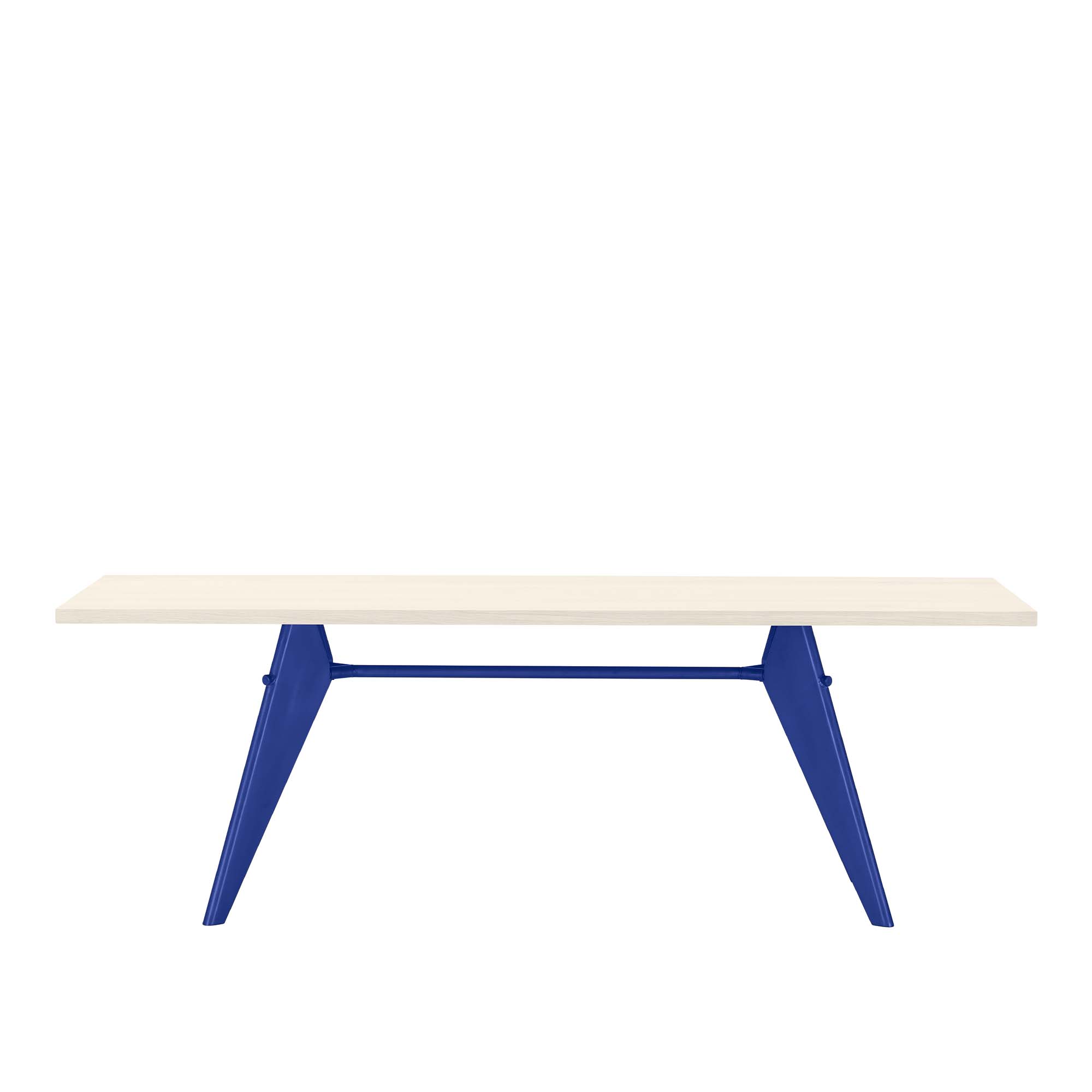 Vitra - EM Table 220, Base Prouvé Bleu Marcoule - Laminate, Ivory - Matbord - Jean Prouvé - Vit,Blå - Metall/Trä
