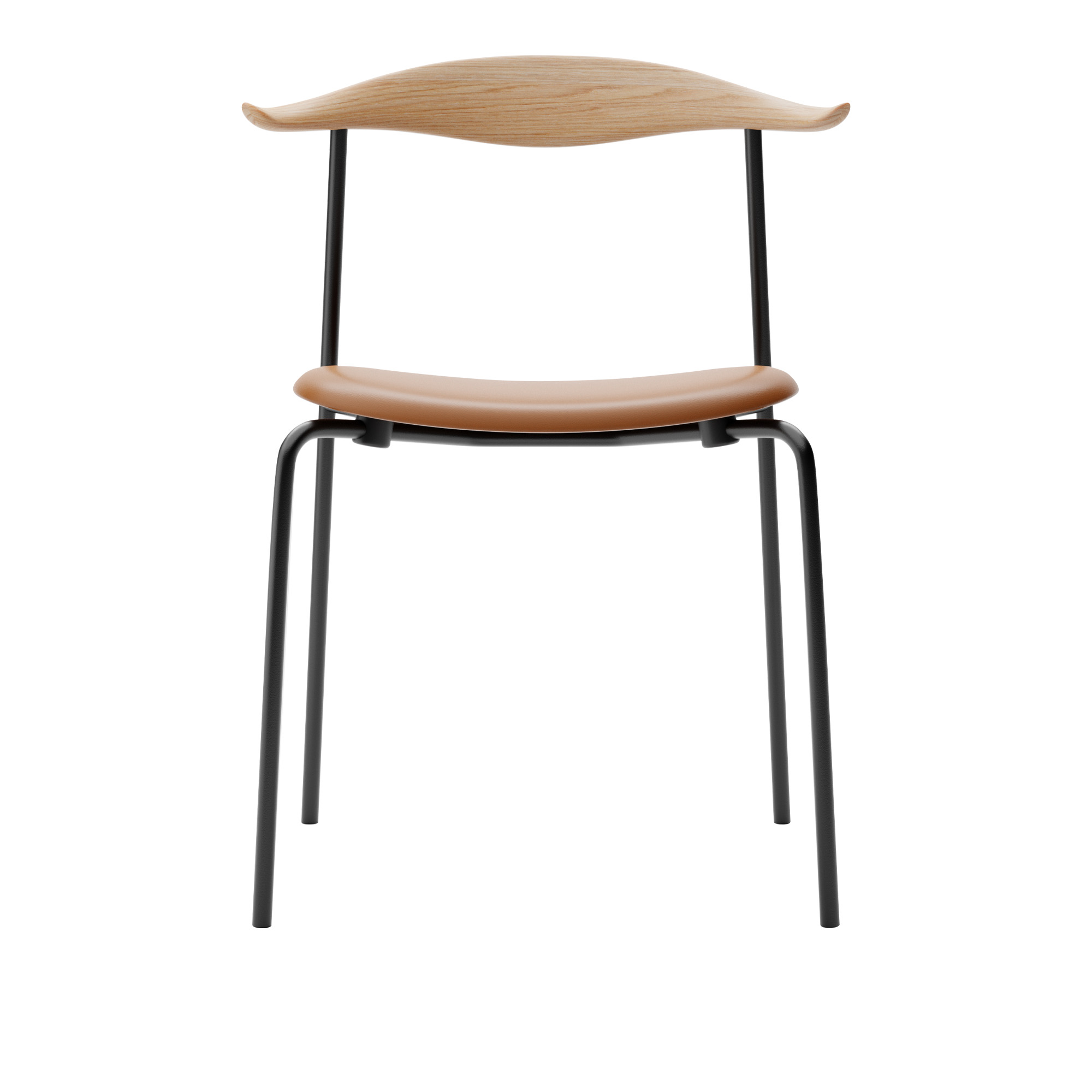Carl Hansen - CH88P - Svart stål, Ek, Oljad, Lädergrupp B Thor - 307 - Matstolar - Hans J. Wegner - Brun - Läder/Trä