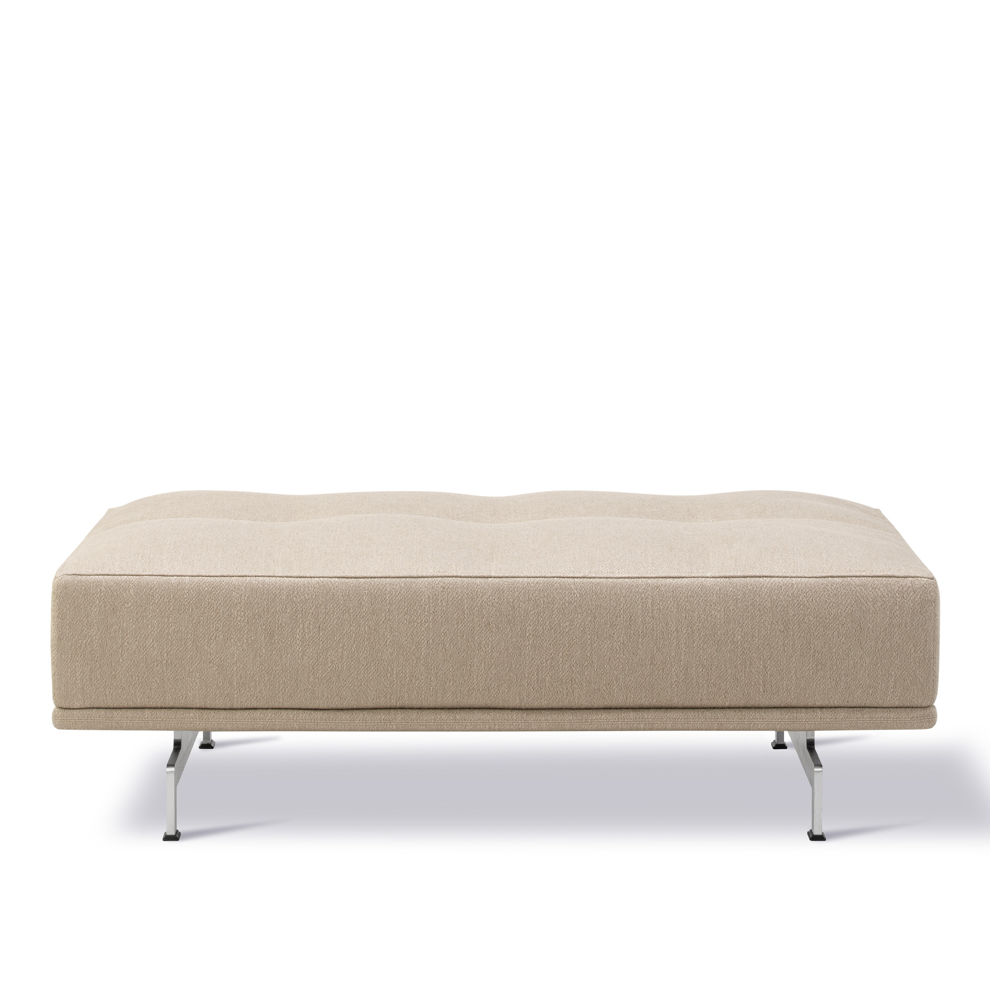 Fredericia Furniture - Delphi Ottoman, 120x85 cm Beige - Keiga 242, Standard, Brushed aluminium - Fotpallar - Hannes Wettstein - Beige