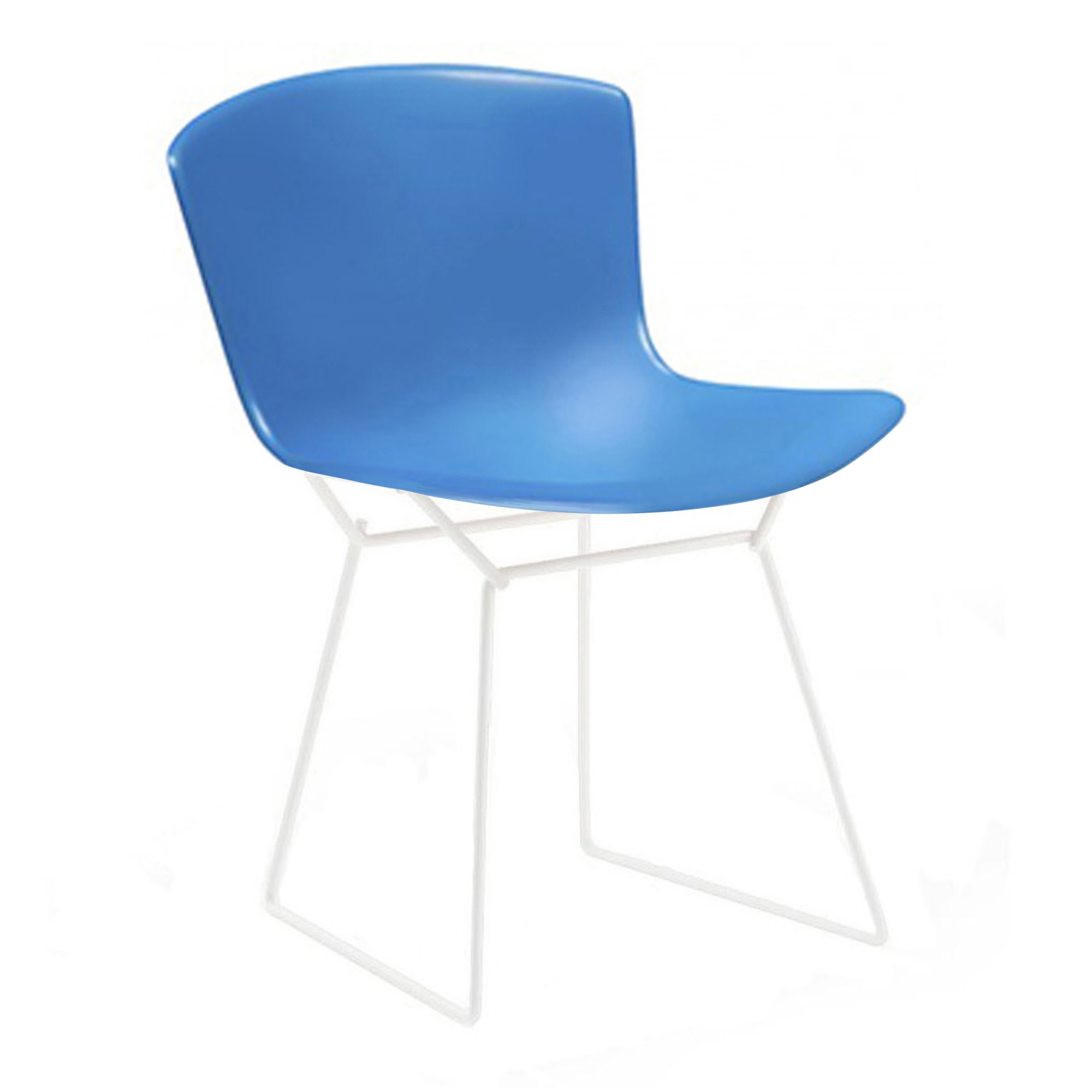 Knoll - Bertoia Plastic Side Chair, Vitt underrede, Blå sits - Matstolar - Harry Bertoia - Blå - Metall/Plast
