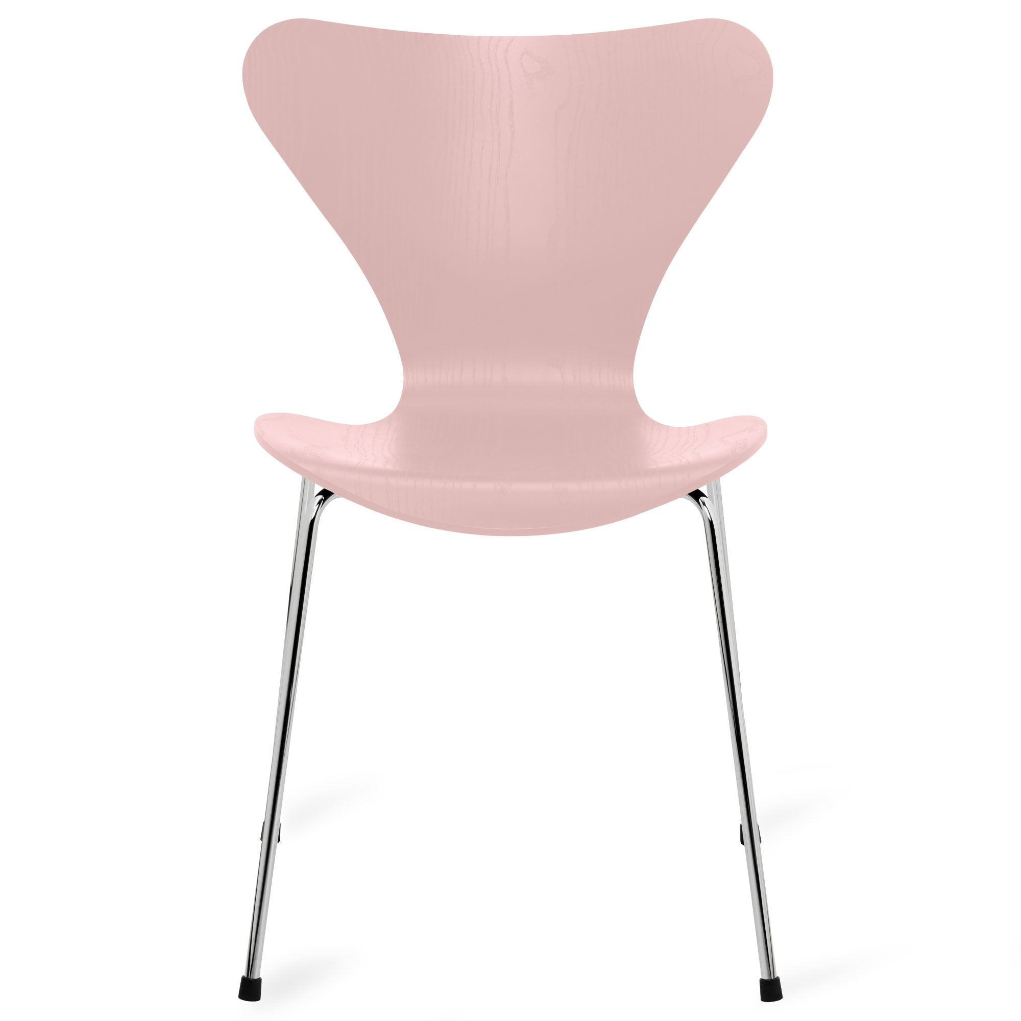 Fritz Hansen - Sjuan 3107 stol f&auml;rgad askfan&eacute;r chrome / pale rose - Matstolar - Arne Jacobsen - Rosa - Metall/Tr&auml;