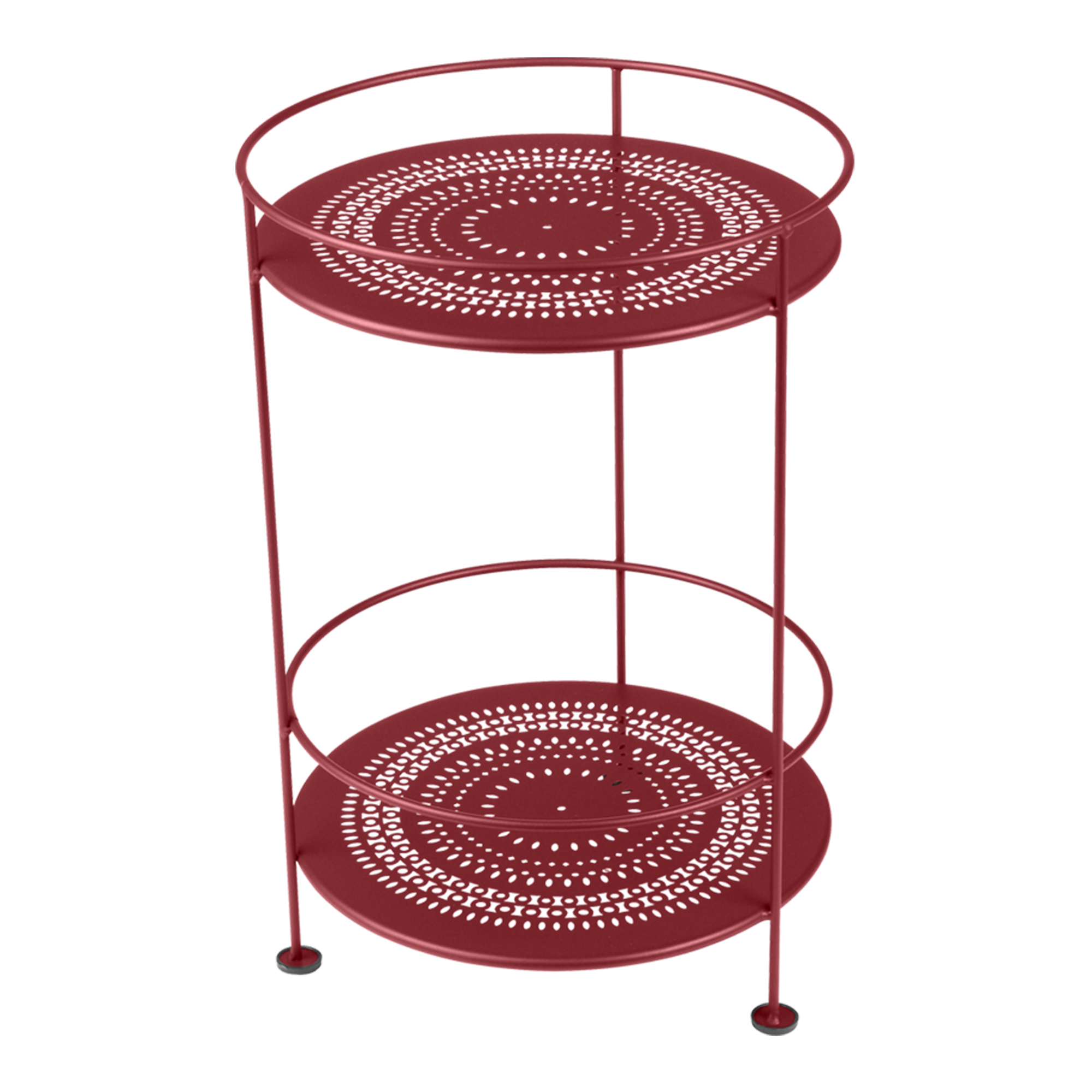 Fermob - Guinguette Side Table With Perforated Double Top Chili 43 - Småbord & Sidobord utomhus - Metall