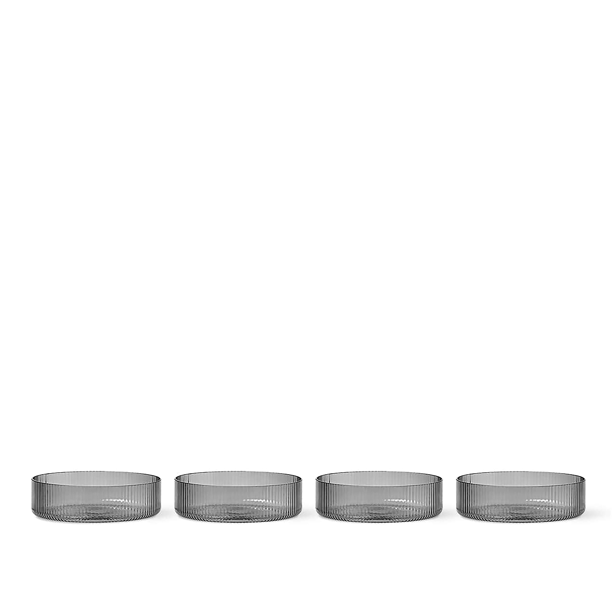 Ferm Living - Ripple Serving Bowls - Set Of 4 - Smoked Grey - Serveringssk&aring;lar - Glas