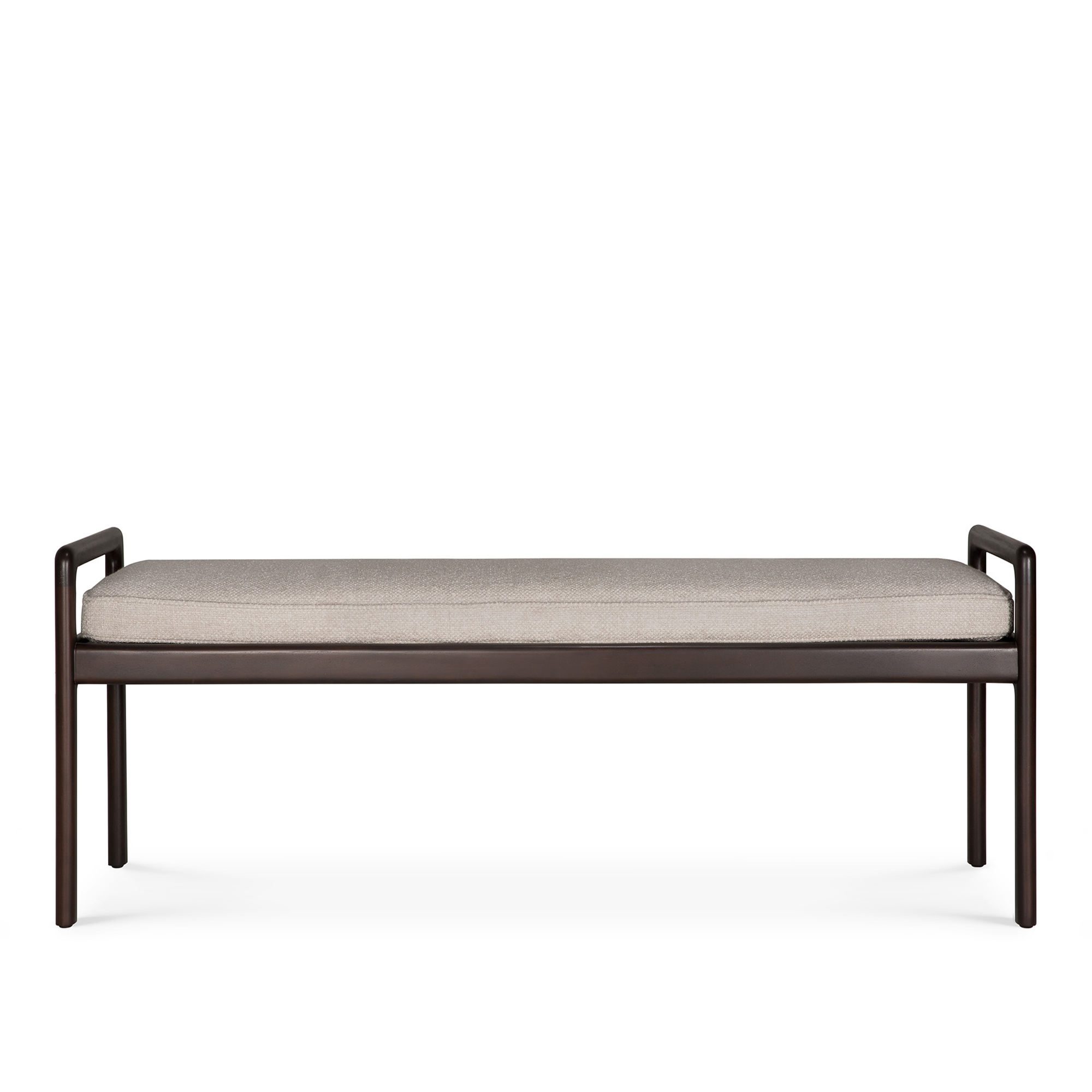 Ethnicraft - Jack Bench - Varnished Mahogany - Dark Brown - Ivory Fabric 150/41/59 - Pallar - Brun - Trä | Möbler - Stolar Och Pallar - Pallar | Möbelexperten