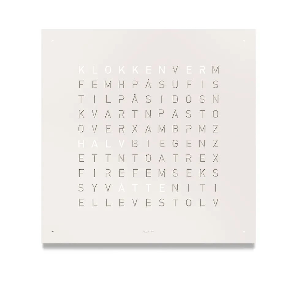 Qlocktwo Earth 90 Stainless Steel - White Pepper