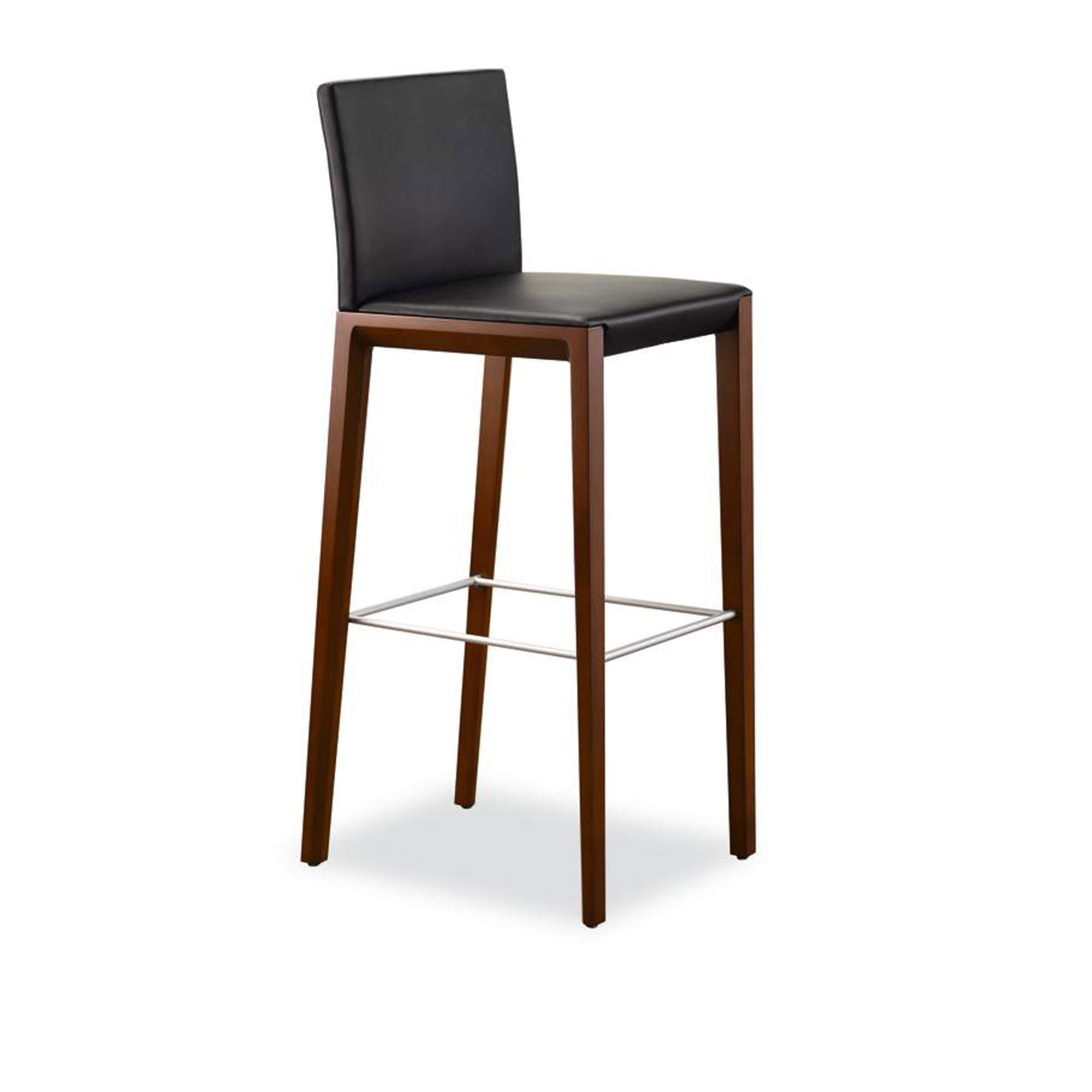 Walter Knoll - Andoo Barstool High 1145, Nutwood with Sapwood, Leather Cat. 40 Select 1300 Black, Teflon Glides - Barstolar & barpallar - EOOS