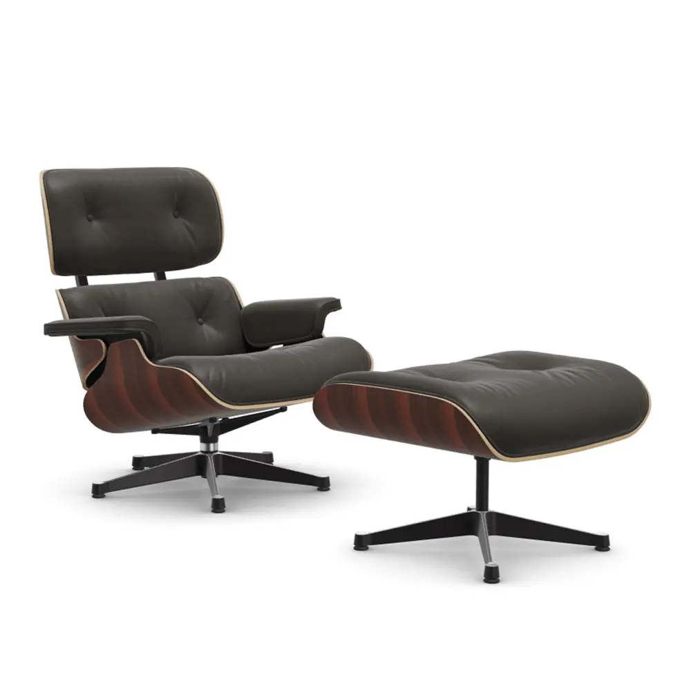 Eames Lounge Chair & Ottoman Santos Palisander Polished/Black