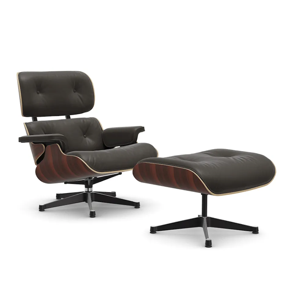 Eames Lounge Chair & Ottoman Santos Palisander Polished/Black