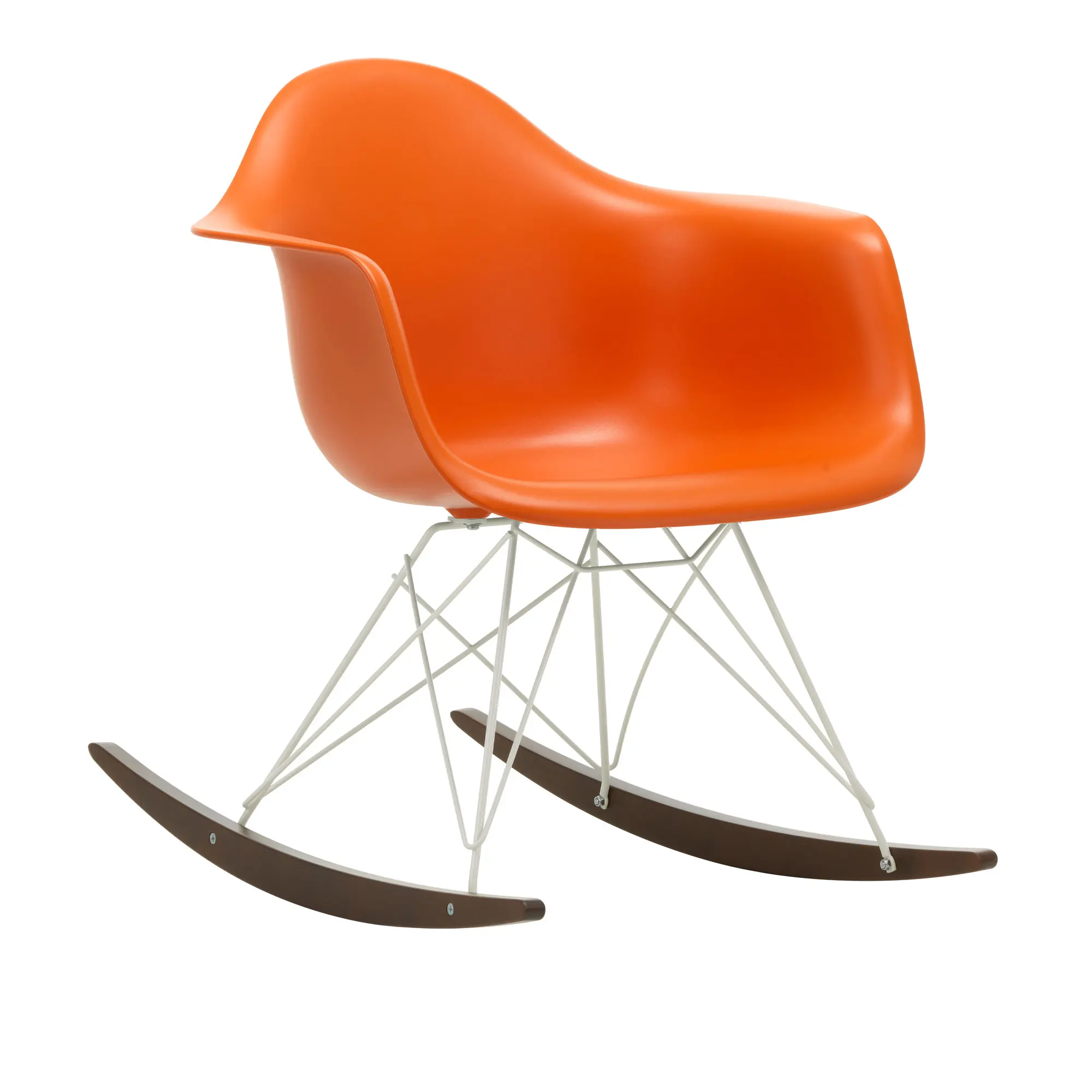 Eames RE Plastic Armchair RAR gyngestol White/Dark Maple