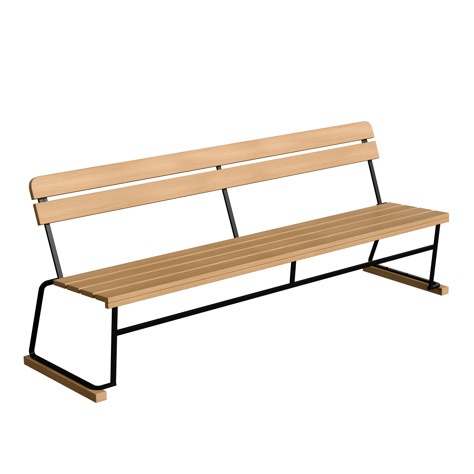 Grythyttan Stålmöbler - Soffa 5 Oljad Ek / Svart Stativ - Trädgårdsbänkar - Träfärgad - Metall/Trä | Utemöbler - Utestolar - Trädgårdsbänkar | Möbelexperten