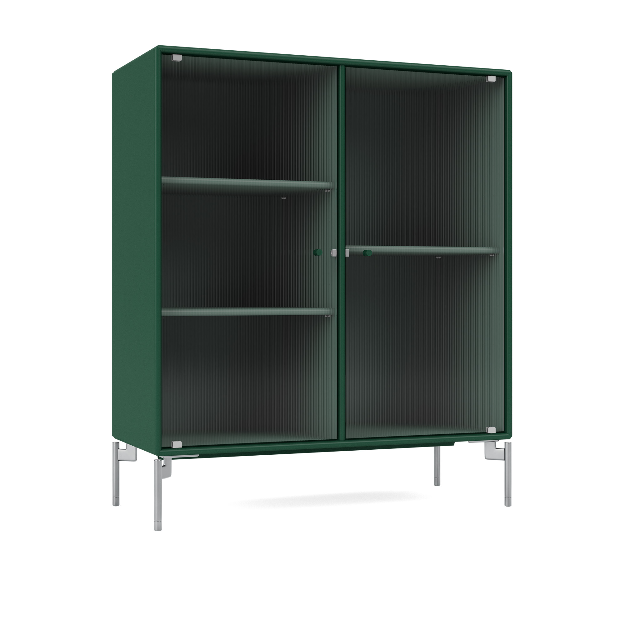 montana - ripple ii – vitrine cabinet 136-pine matt chrome - skåp och vitrinskåp - peter j. lassen - grön - trä