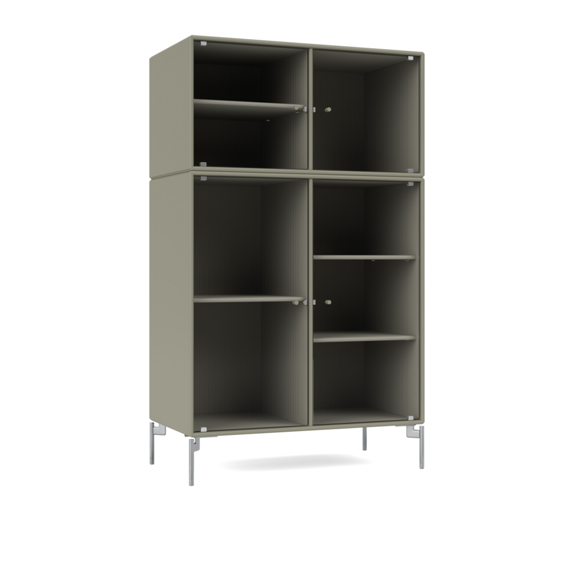 montana - ripple iii – vitrine cabinet 144-fennel matt chrome - skåp och vitrinskåp - peter j. lassen - grön - trä