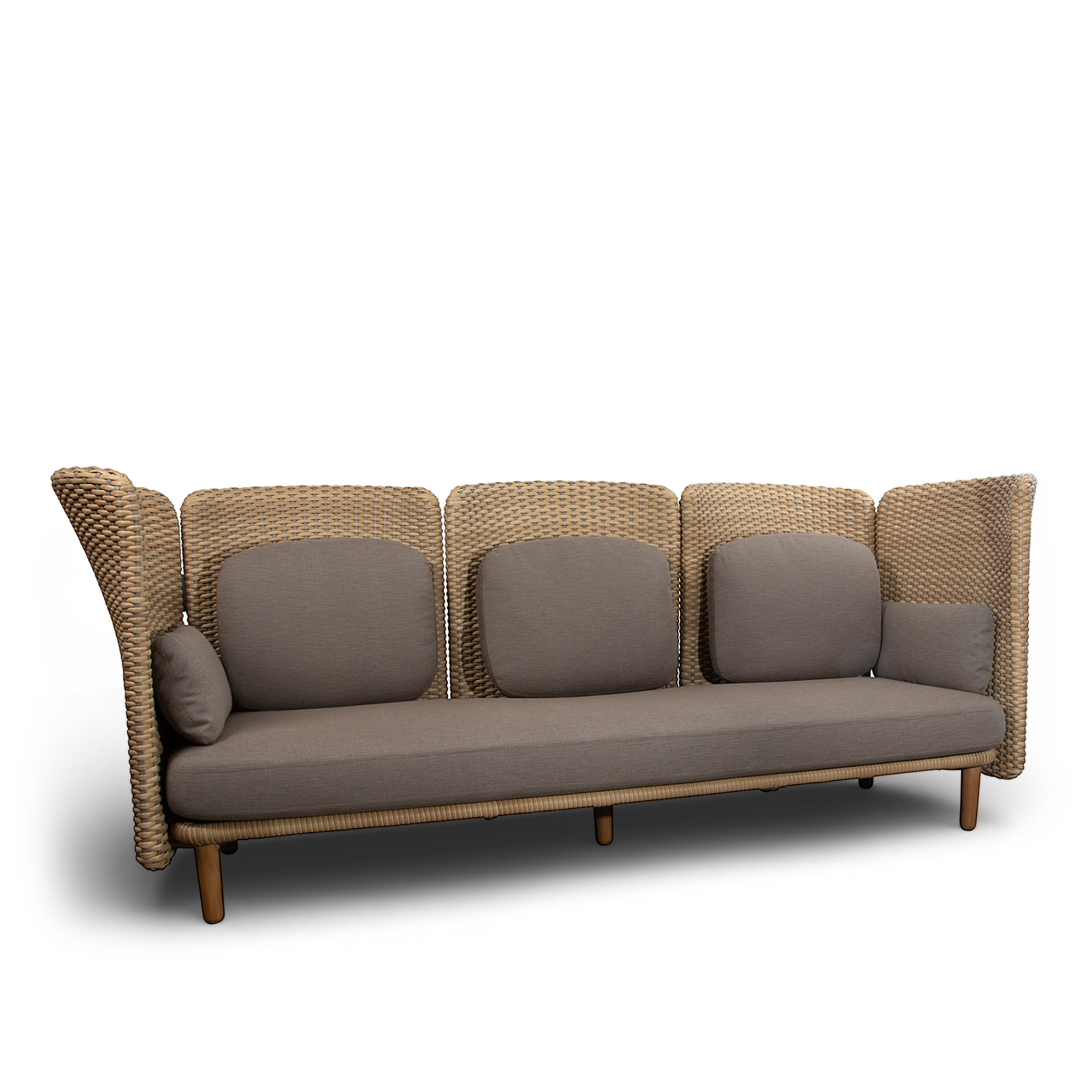 cane-line - arch 3-seater sofa with high arm-backrest – natural taupe cane-line flat weave - soffor utomhus - foersom & hiort-lorenzen