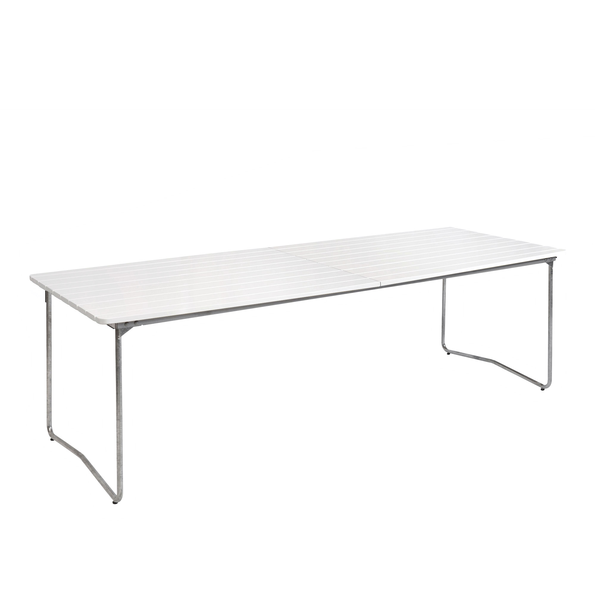 Grythyttan Stålmöbler - Bord B31 230 cm Varmförzinkat stativ Vitlackerad ek - Matbord utomhus - Vit - Trä | Utemöbler - Utebord - Matbord Utomhus | Möbelexperten