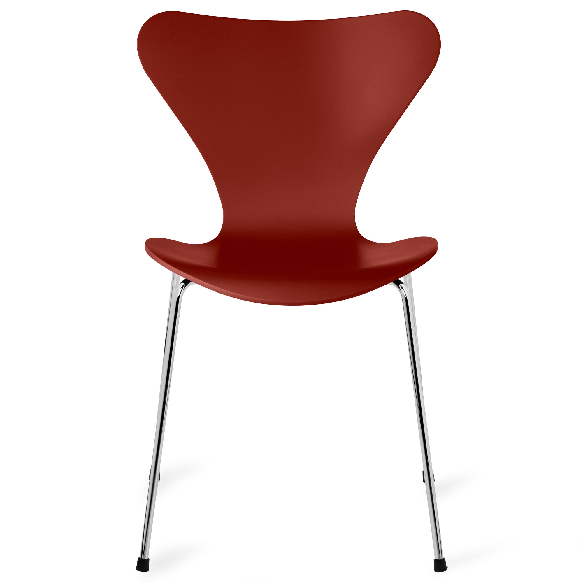 Fritz Hansen - Sjuan 3107 stol lackerad bokfanér chrome / venetian red - Matstolar - Arne Jacobsen - Röd - Metall/Trä | Möbler - Stolar Och Pallar - Matstolar | Möbelexperten