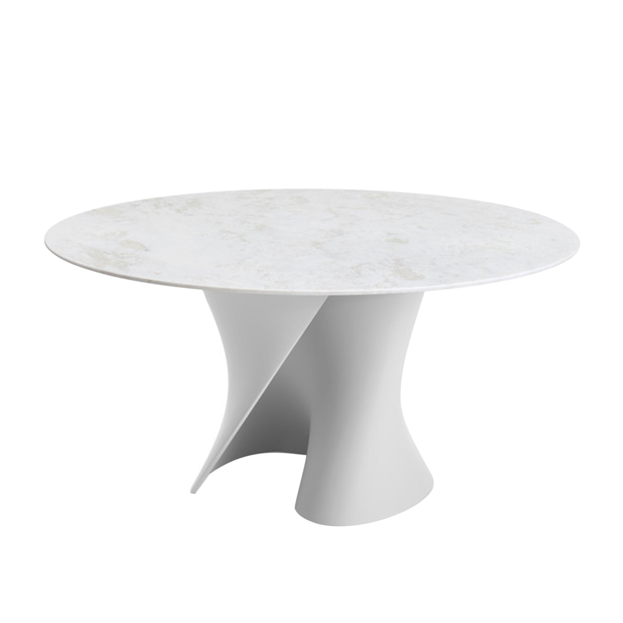 MDF Italia - S Table Marble Top Ø126, Namibia Gloss White, Cristalplant Matt White frame - Matbord - Xavier Lust - Vit - Syntetiskt/Sten