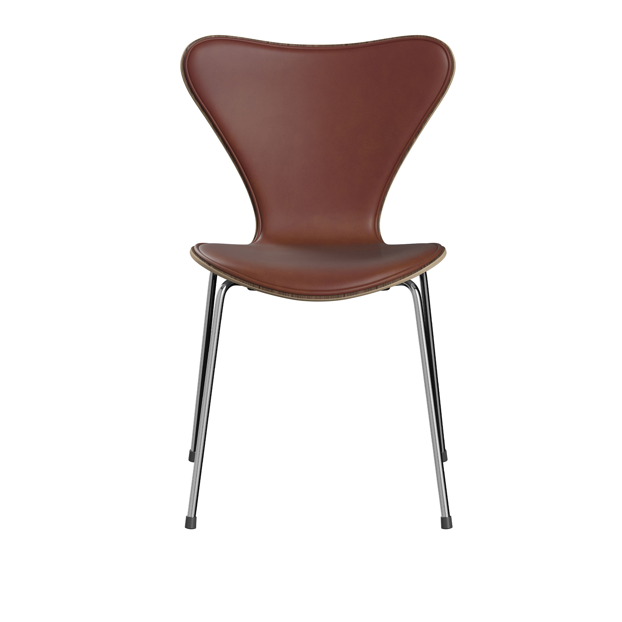 Fritz Hansen - 3107 Series 7, Front Upholstered, Grace - Chestnut - Matstolar - designer_arne_jacobsen - Brun - Läder/Metall/Trä/Skum