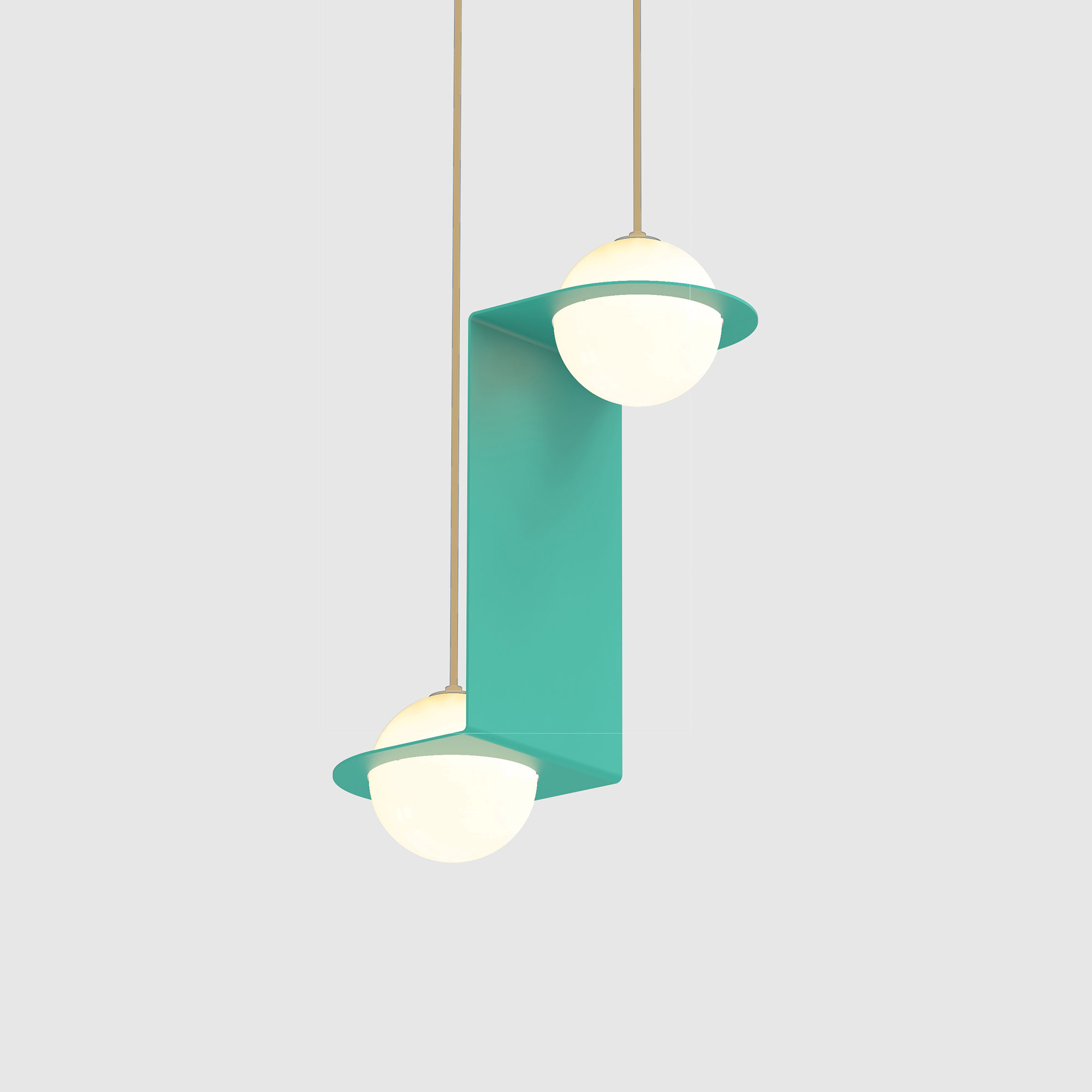 Lambert & Fils - Laurent 05, Angle, Turquoise frame, Sand wires, Black canopy - Pendellampor - Blå
