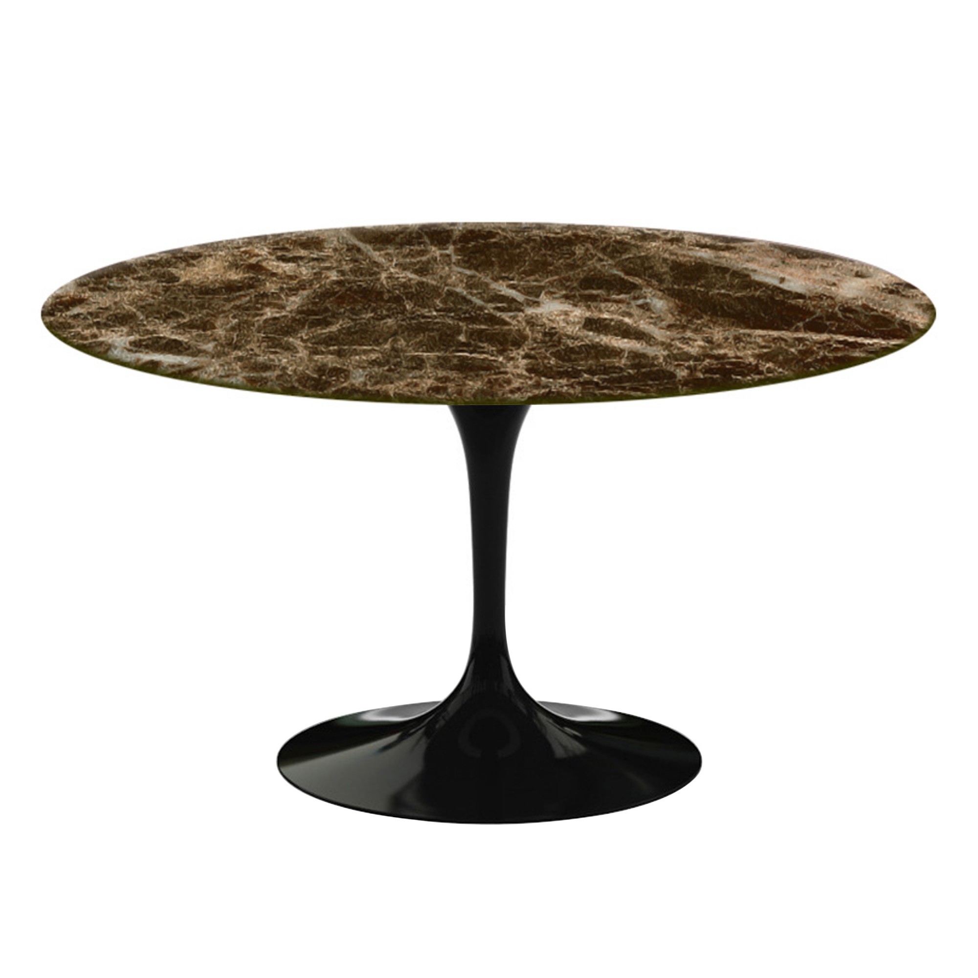 Knoll - Saarinen Round Table - Matbord, Ø 137 cm, Svart underrede, skiva i glansig brun Emperador marmor - Matbord - Eero Saarinen - Brun - Metall/Sten | Möbler - Bord - Matbord | Möbelexperten
