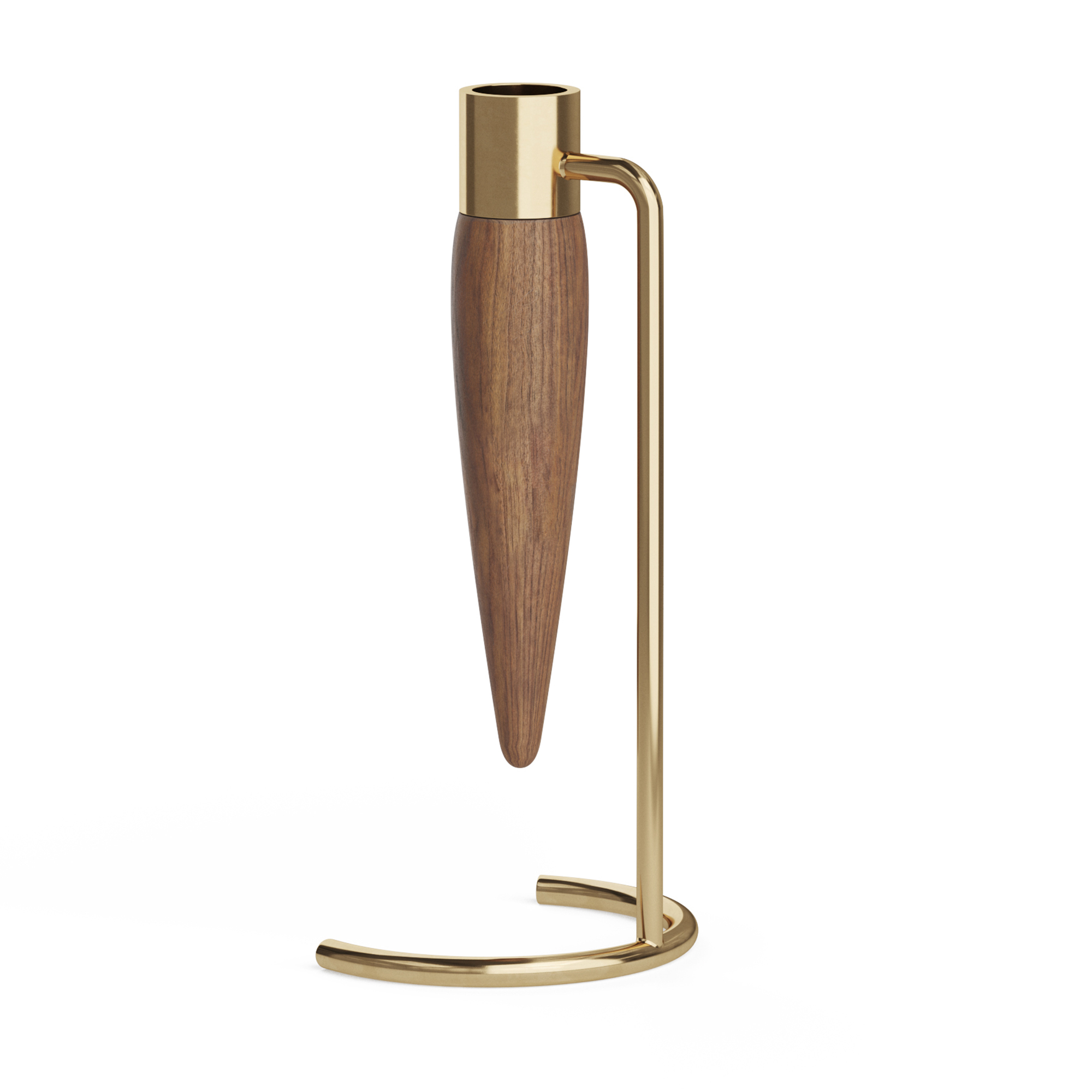 Audo Copenhagen - Umanoff Candle Holder Polished Brass / Walnut - Ljusstakar & ljuslyktor - Arthur Umanoff - Guld,Träfärgad