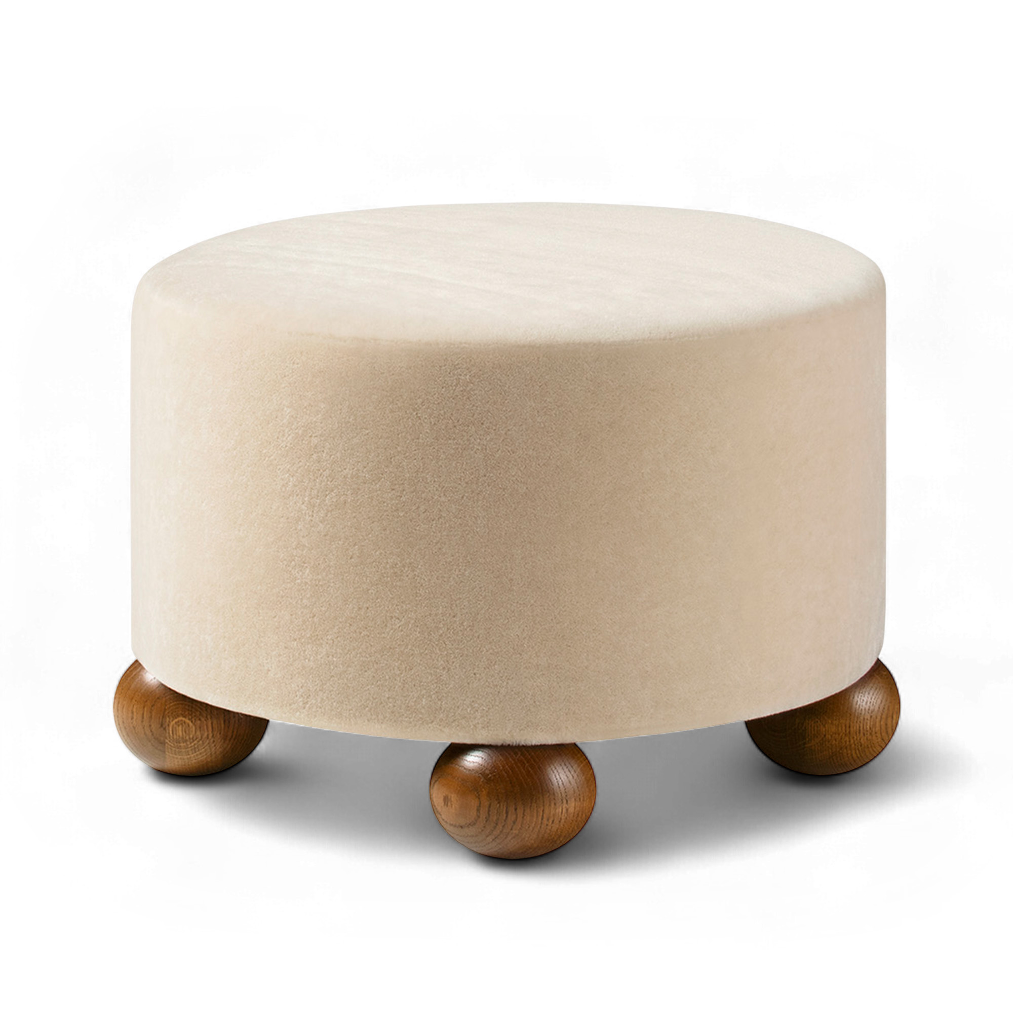 dagmar - luupo ottoman teddy mohair sable fumed oak h 40 cm - fotpallar - träfärgad - trä/textilmaterial