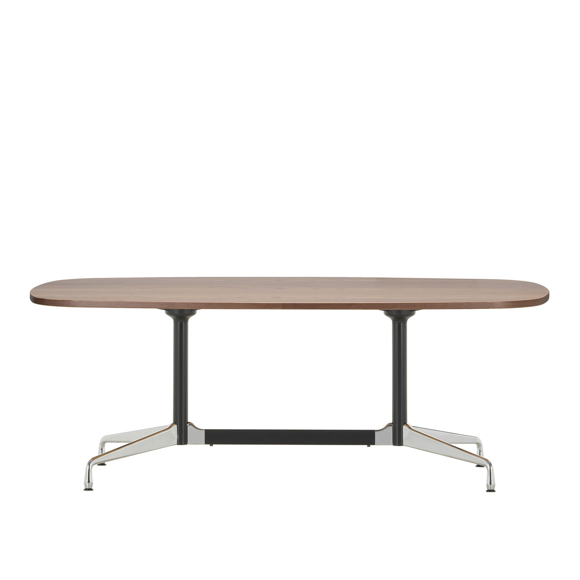 Vitra - Eames Segmented Tables Dining, Boat-Shaped Table, 240 x 110, Table Top Solid Natural Oak, Oiled Finish, Legs Chrome, Column Basic Dark - Matbord - Charles & Ray Eames - Brun - Metall/Trä