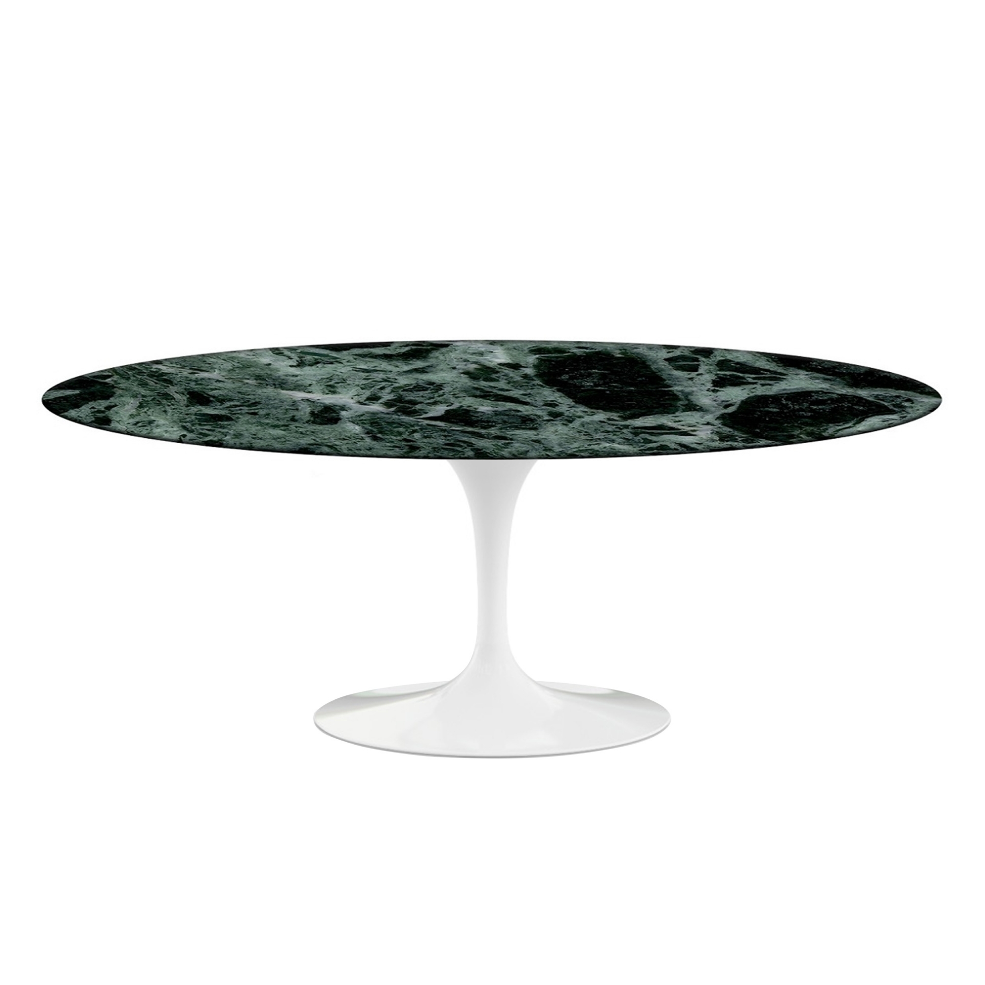 Knoll - Saarinen Oval Table - Matbord, 198 x 121 cm, Vitt underrede, skiva i matt grön Alpi marmor - Matbord - Eero Saarinen - Grön - Metall/Sten | Möbler - Bord - Matbord | Möbelexperten
