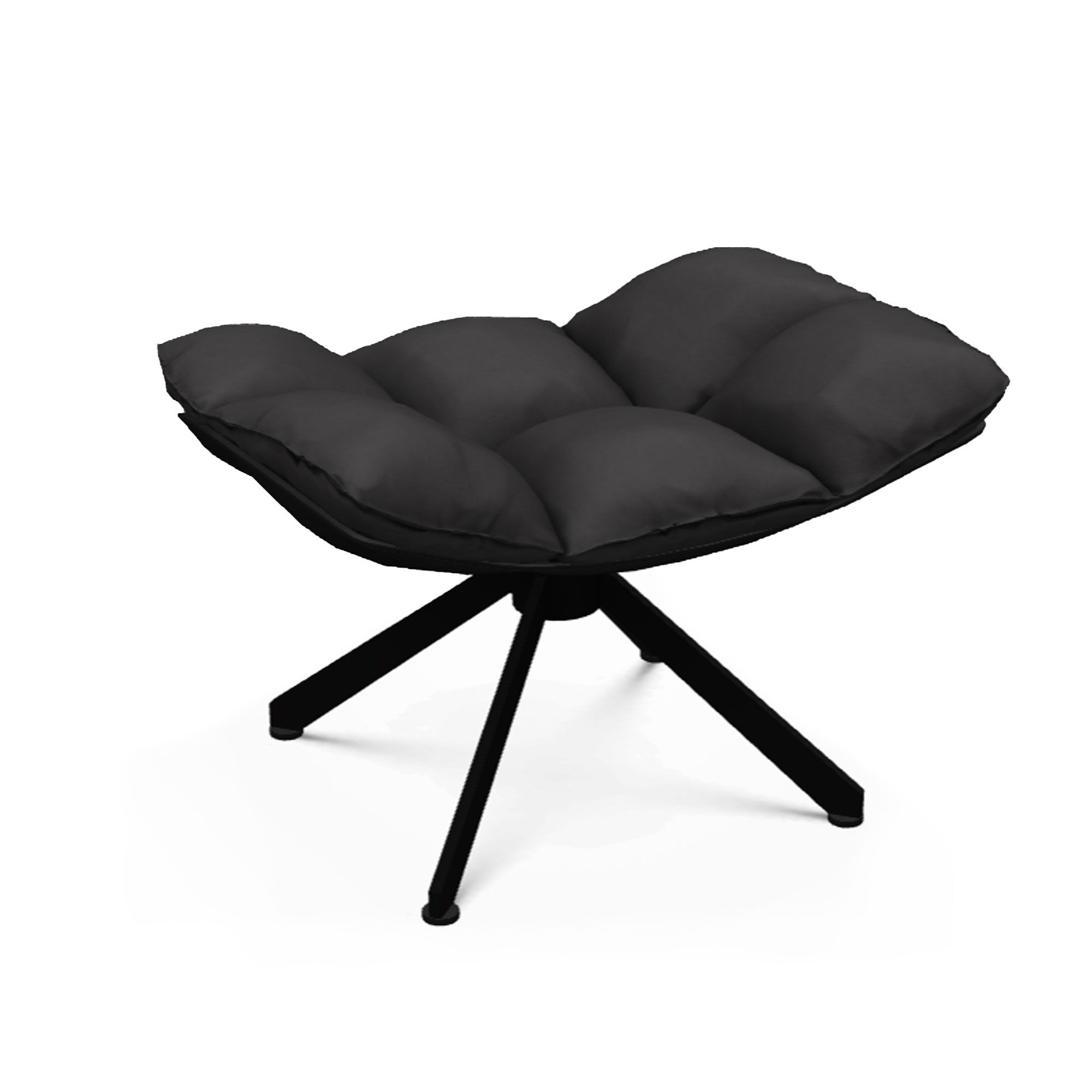 B&B Italia - Husk HP4 Leather Kappa Kasia 153 Black shell, black painted metal - Fotpallar - Patricia Urquiola - Svart - Läder/Metall/Syntetiskt