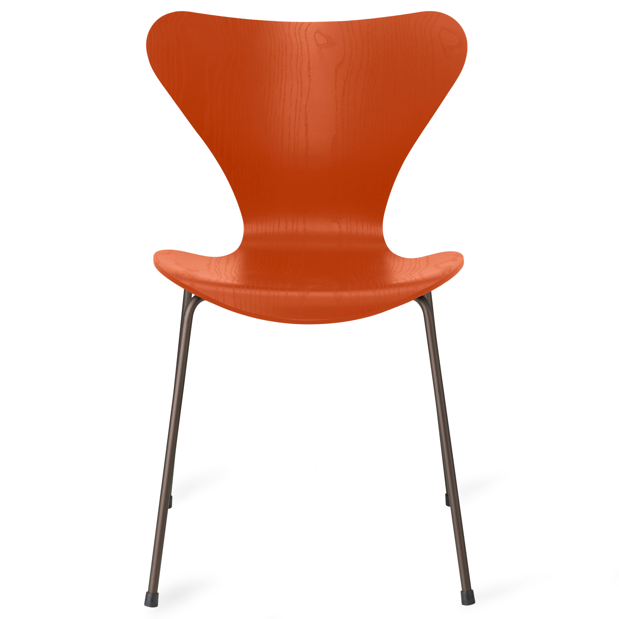 Fritz Hansen - Sjuan 3107 stol f&auml;rgad askfan&eacute;r brown bronze / paradise orange - Matstolar - Arne Jacobsen - Orange - Metall/Tr&auml;