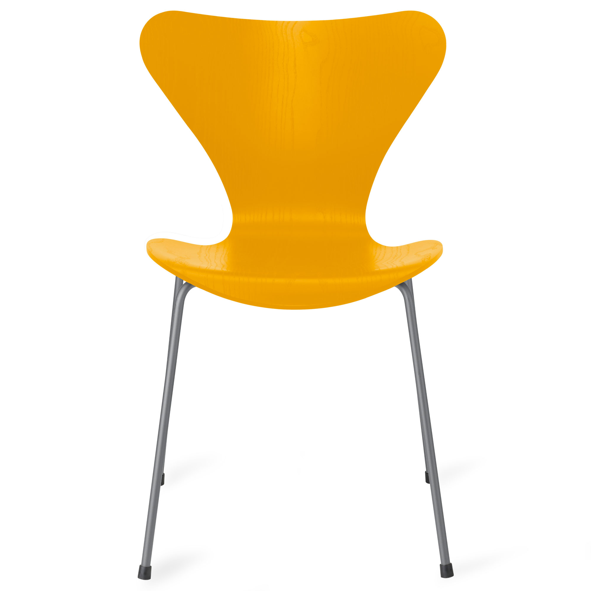 Fritz Hansen - Sjuan 3107 stol färgad askfanér silver grey / true yellow - Matstolar - Arne Jacobsen - Gul - Metall/Trä | Möbler - Stolar Och Pallar - Matstolar | Möbelexperten
