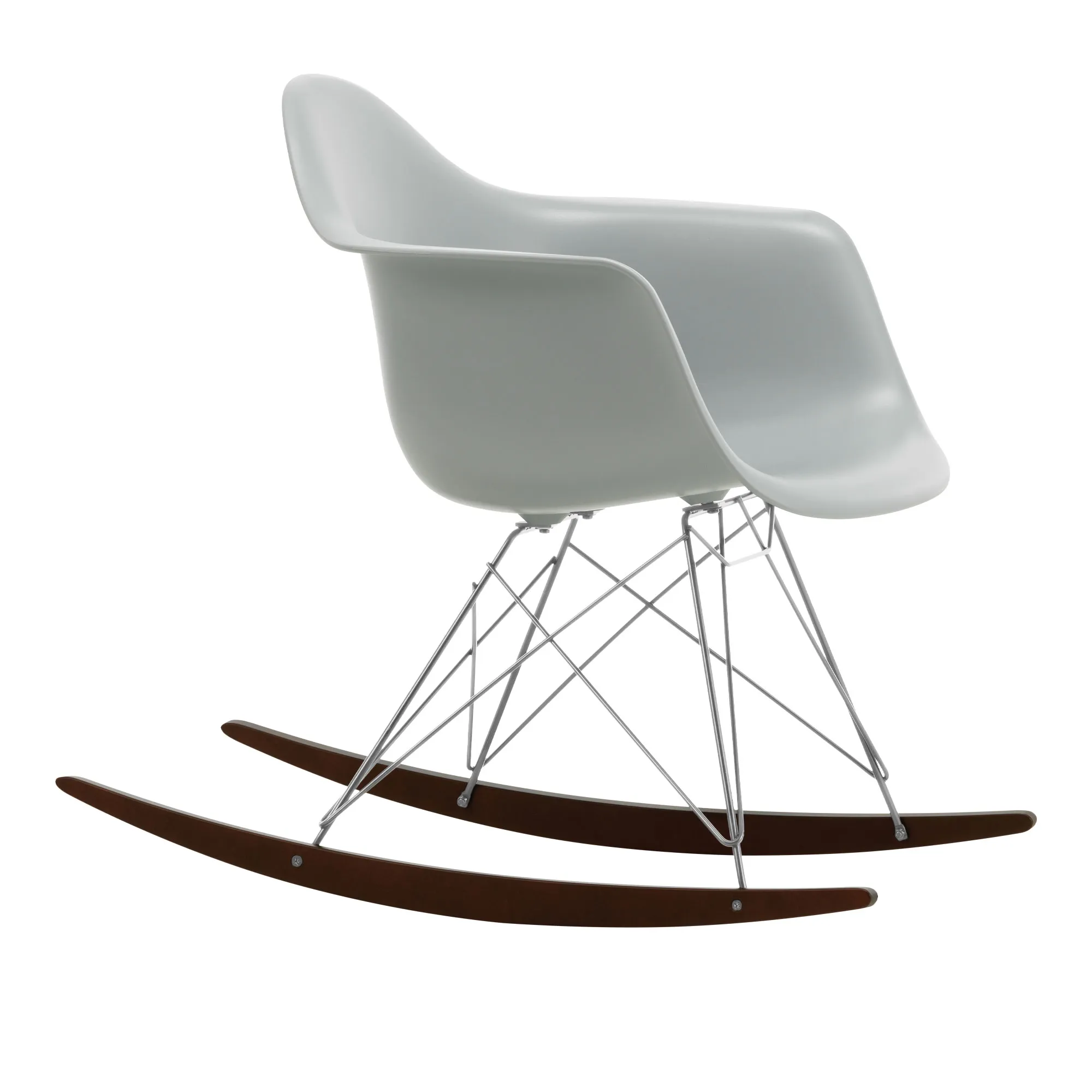 Eames RE Plastic Armchair RAR gungstol Chrome/Dark Maple