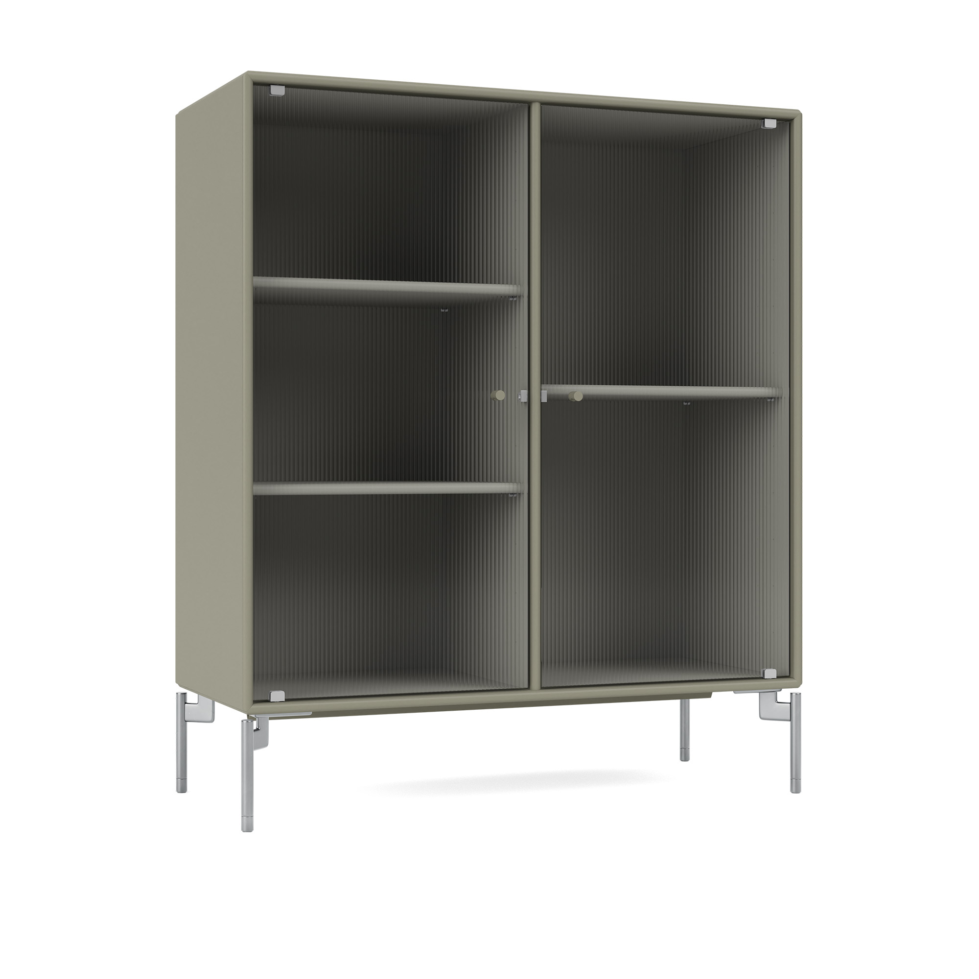 montana - ripple ii – vitrine cabinet 144-fennel matt chrome - skåp och vitrinskåp - peter j. lassen - grön - trä