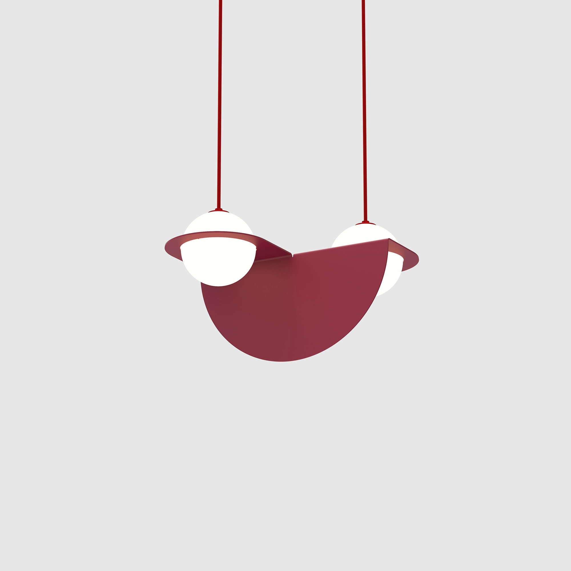 Lambert & Fils - Laurent 01, Angle, Burgundy frame, Burgundy wires, Black canopy - Pendellampor - Lila