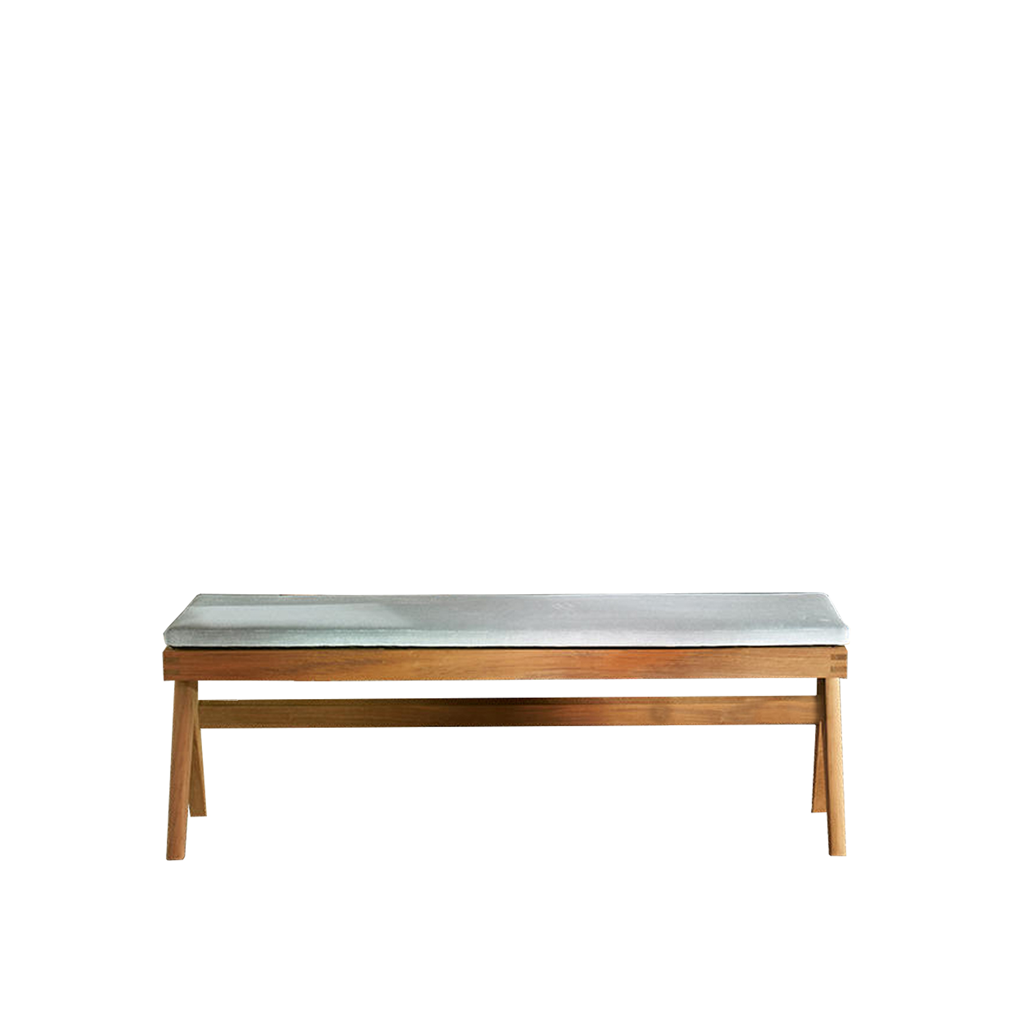 Cassina - 057 Civil Bench, Natural Teak, Seat Cushion Kat.Y Pelle Extra 13Y285 Cenere - Bänkar - designer_pierre_jeanneret - Träfärgad - Läder/Trä