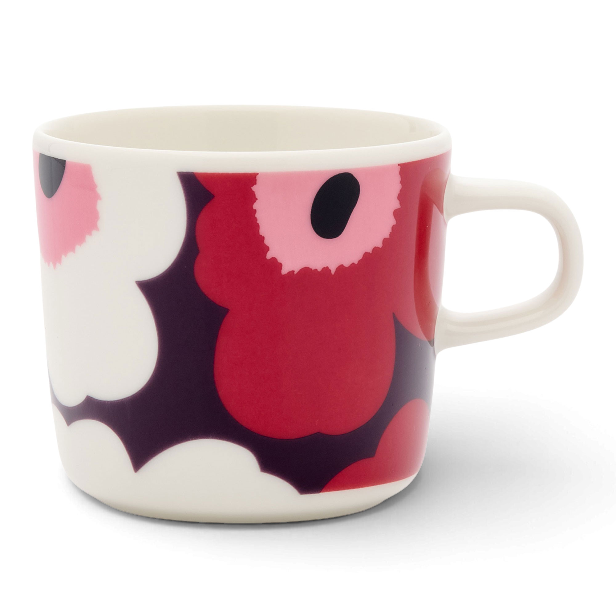Marimekko - Unikko kaffekopp 20 cl white/plum/cranberry/pink - Kaffekoppar - R&ouml;d