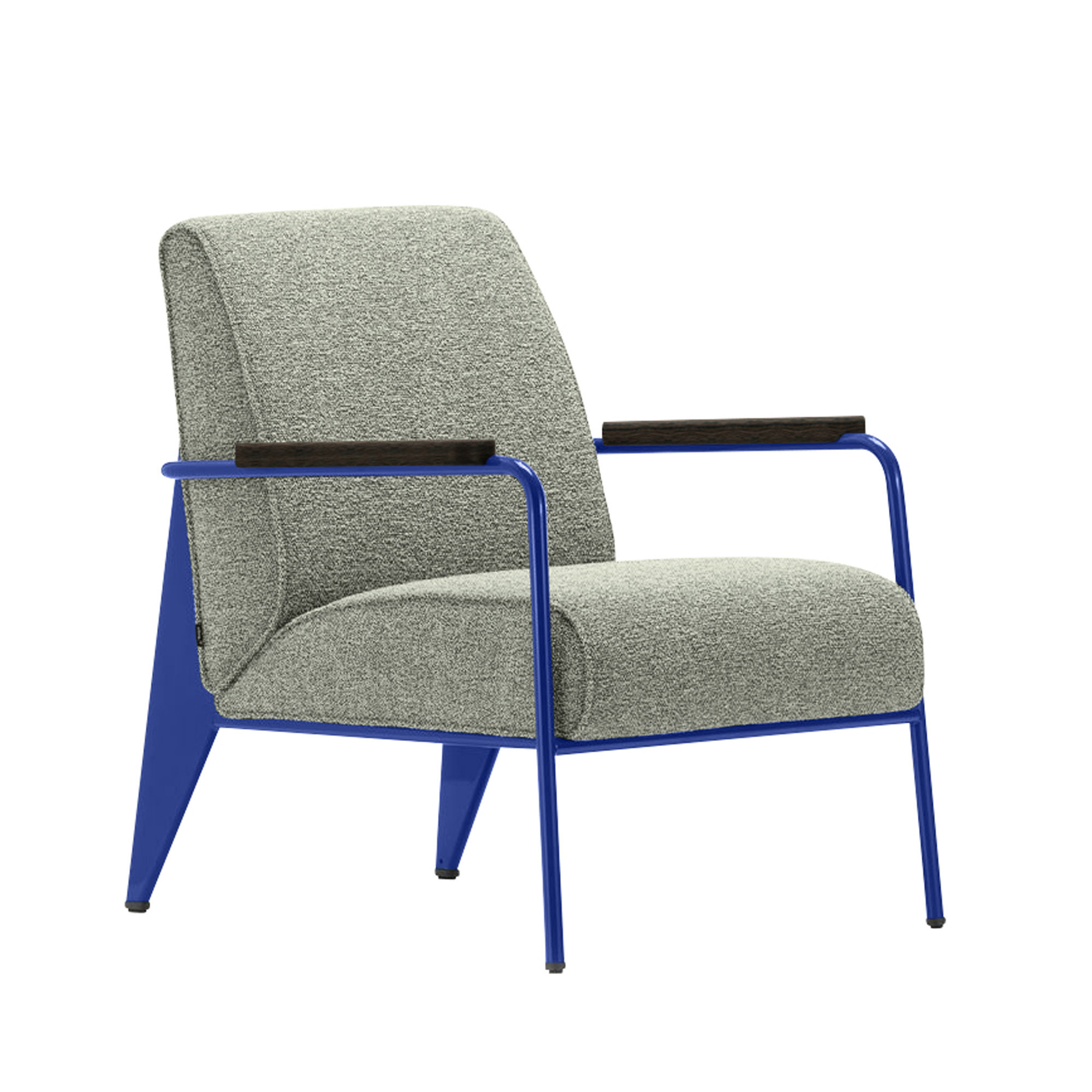 Vitra - Fauteuil de Salon, Prouvé Bleu Marcoule, Dark Oak, Fabric Cat. F100 Nubia Col. 05 Cream/Dark Brown - Fåtöljer - Jean Prouvé - Brun - Metall/Trä/Skum