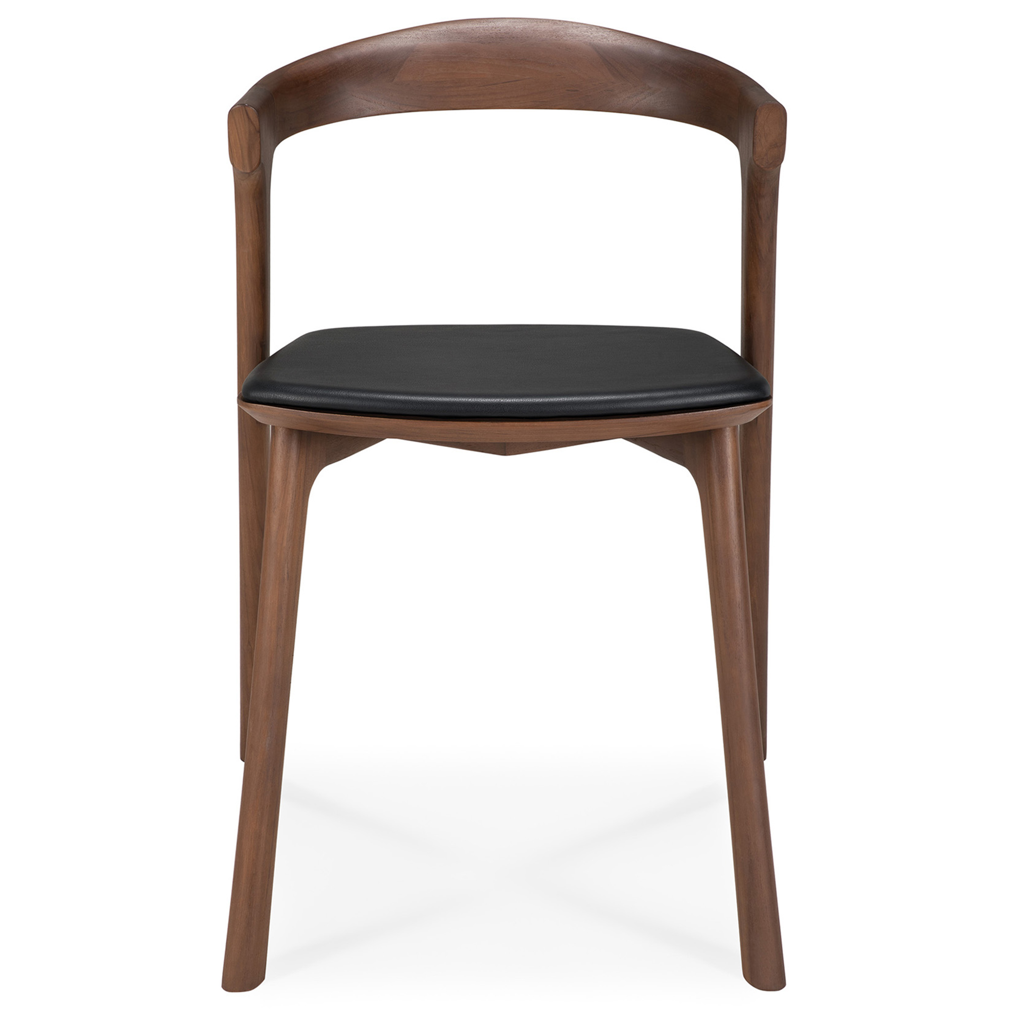Ethnicraft - Bok Dining Chair Varnished Teak - Brown - Black Leather 54 x 50 cm - Matstolar - Alain Van Havre - Träfärgad - Trä | Möbler - Stolar Och Pallar - Matstolar | Möbelexperten