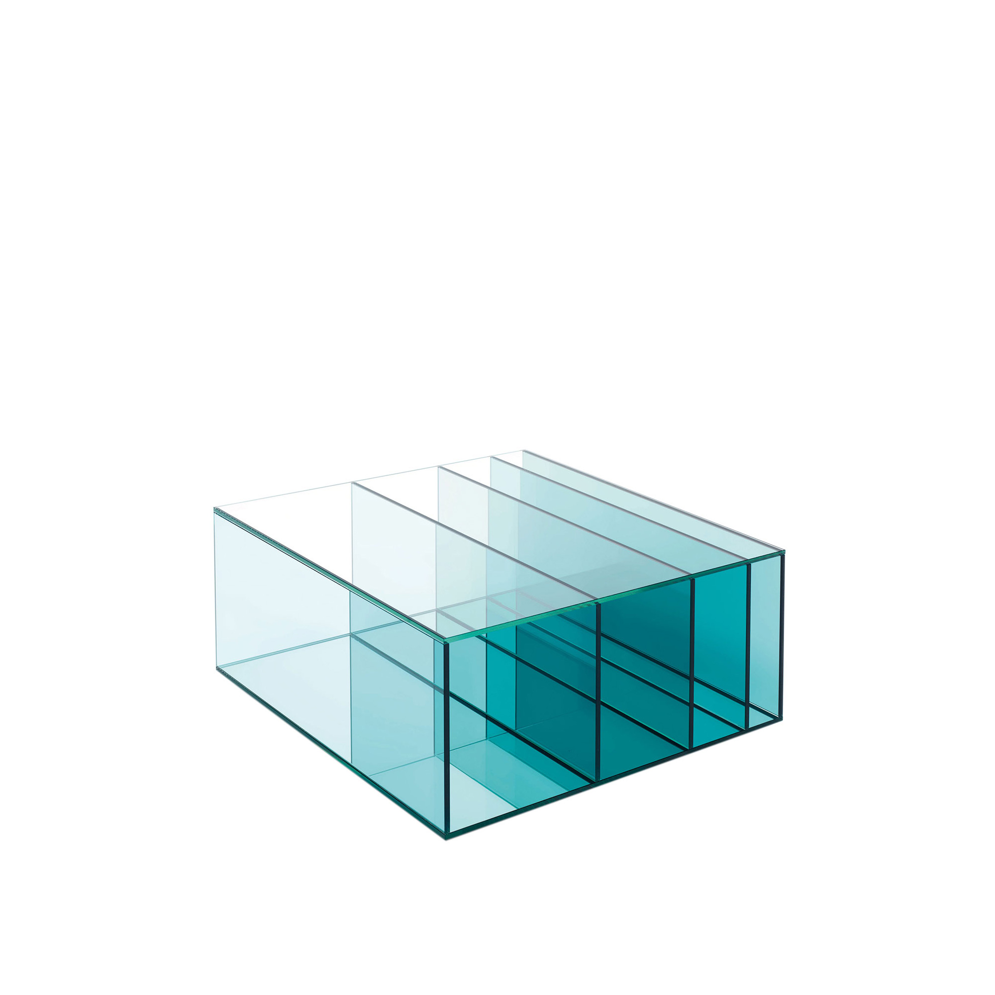 Glas Italia - DEE01 Deep Sea Low table, Blue tone Glass, Transparent extralight glass - Sofabord - Nendo - Blå - Glass