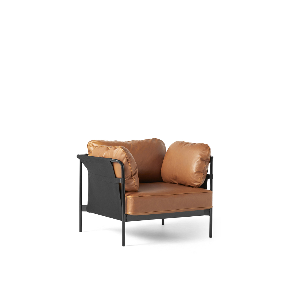 HAY - Can 1 Seater - Black Base - Black Canvas - Cat.6 - Sense Cognac - Fåtöljer - Ronan & Erwan Bouroullec - Metall/Textilmaterial